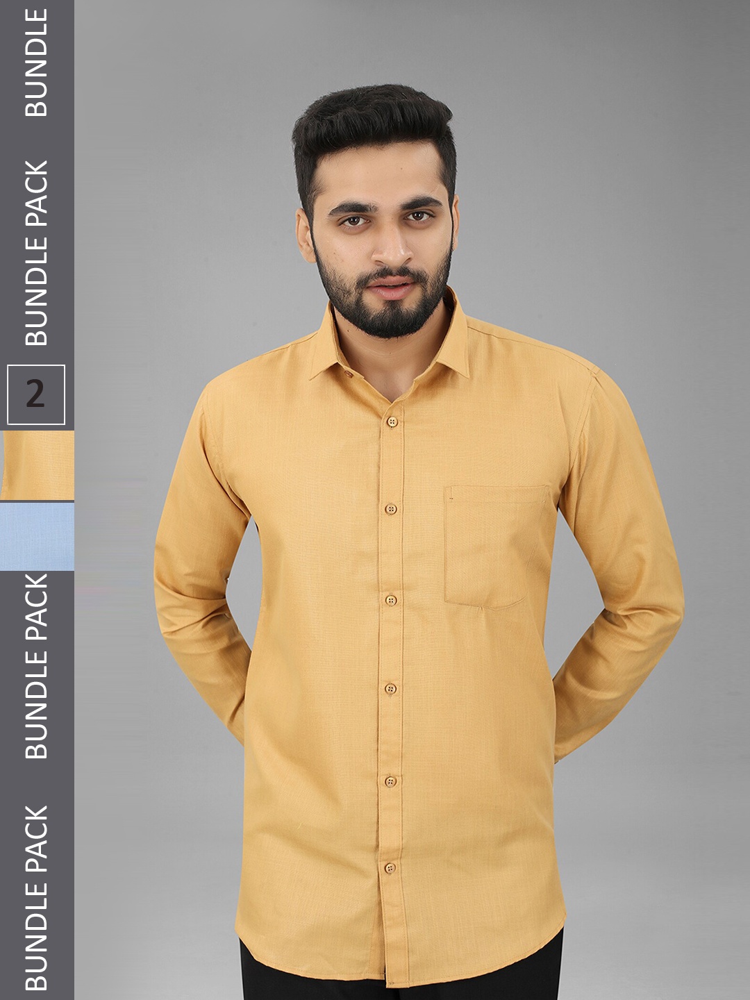 

N N ENTERPRISE Pack Of 2 India Slim Opaque Spread Collar Casual Shirt, Yellow