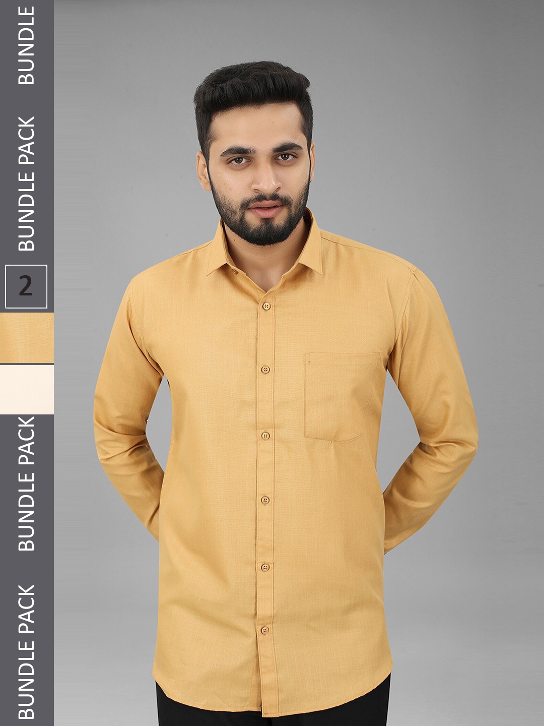 

N N ENTERPRISE Pack Of 2 India Slim Opaque Spread Collar Casual Shirt, Yellow