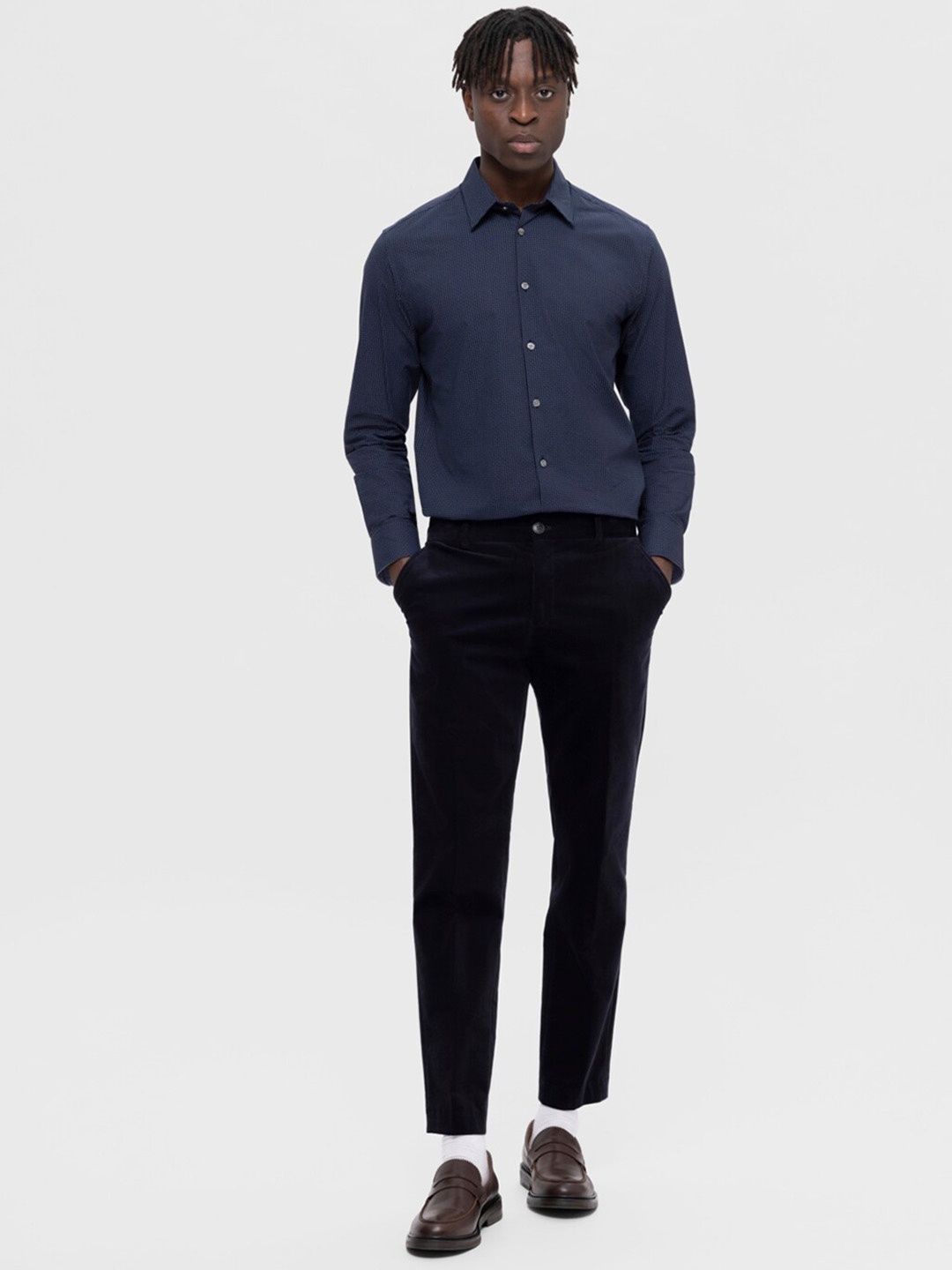 

SELECTED Men Slim Fit Formal Trousers, Navy blue