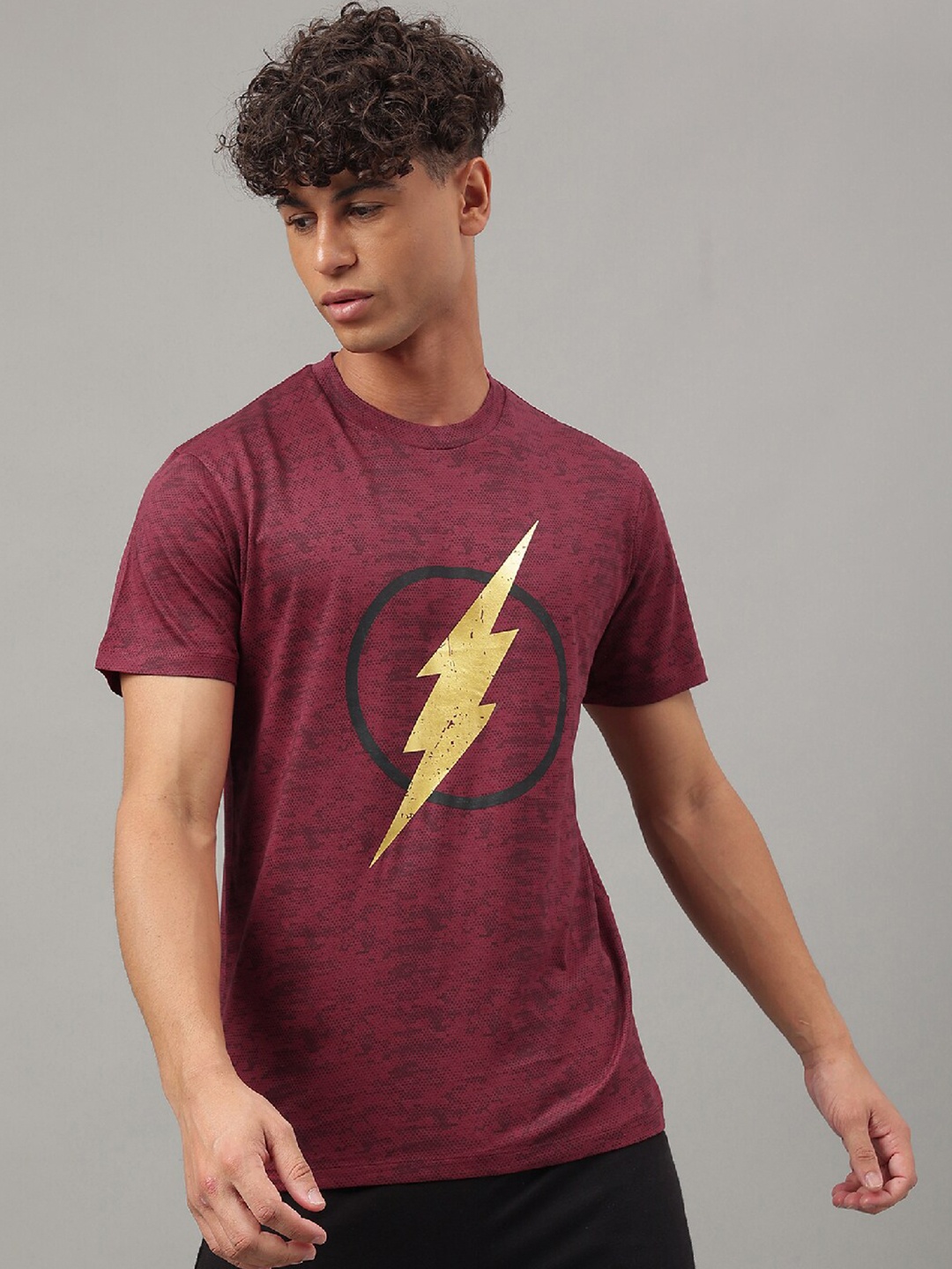 Free Authority Flash Printed Pure Cotton T-Shirt, Red