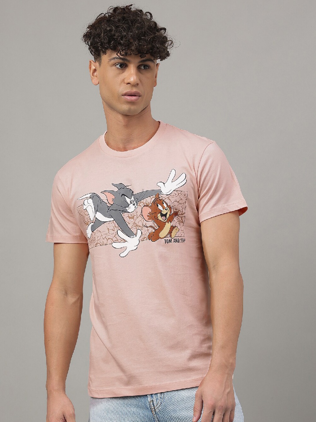 

Free Authority Tom & Jerry Printed Round Neck Regular Fit T-shirt, Pink