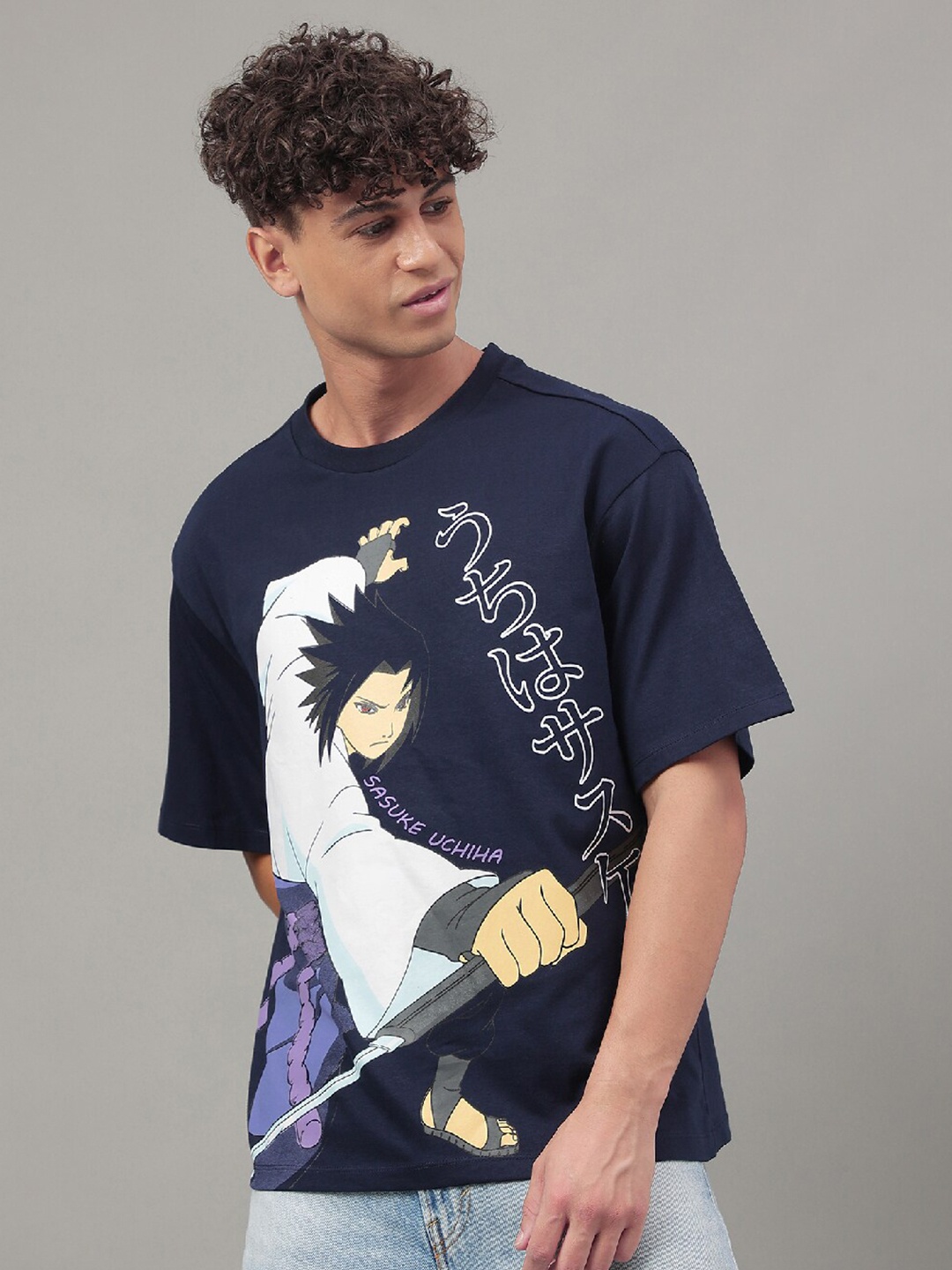 

Free Authority Naruto Printed Round Neck Loose Fit T-shirt, Blue