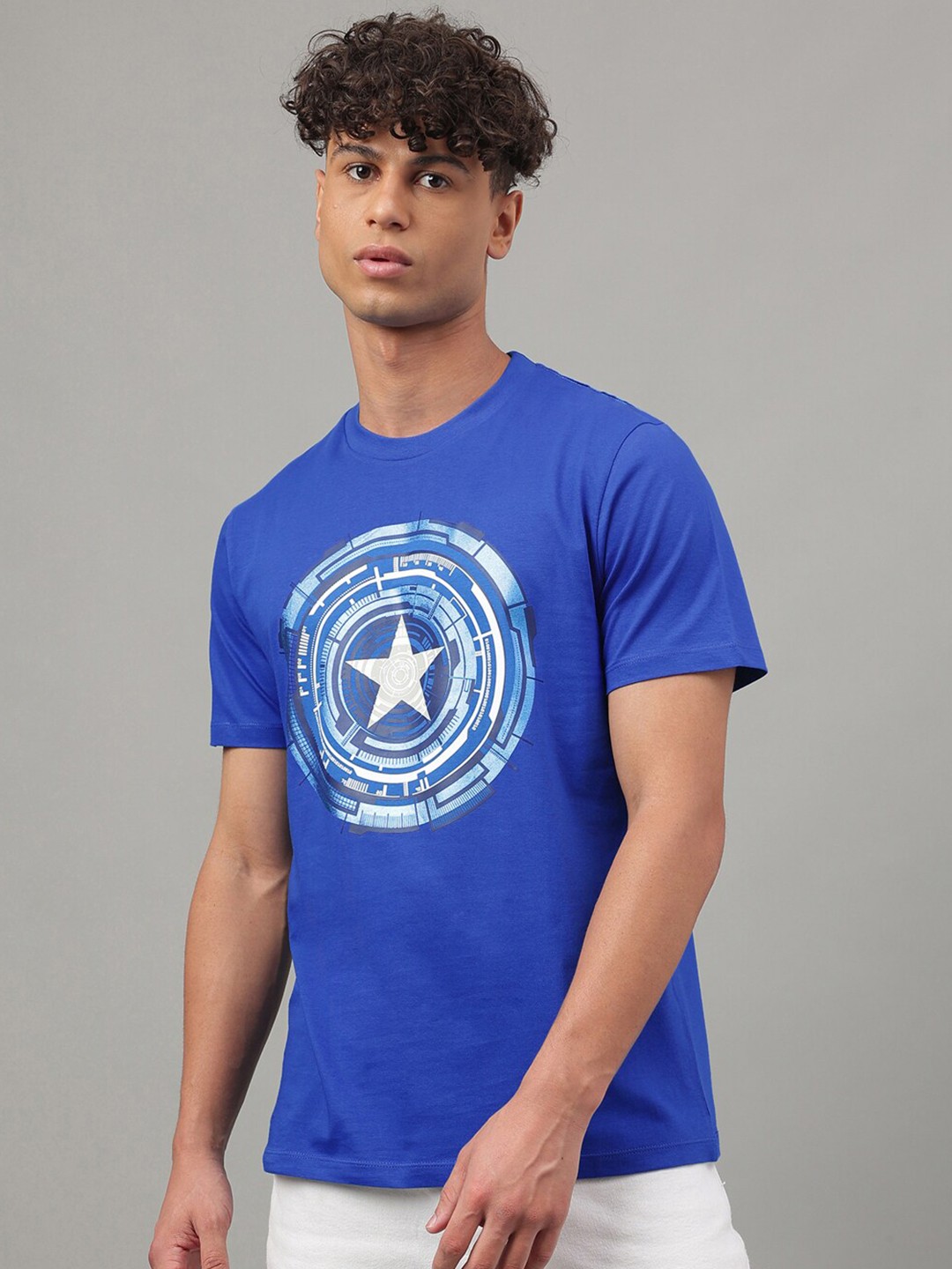 

Free Authority Capain America Printed Cotton T-Shirt, Blue