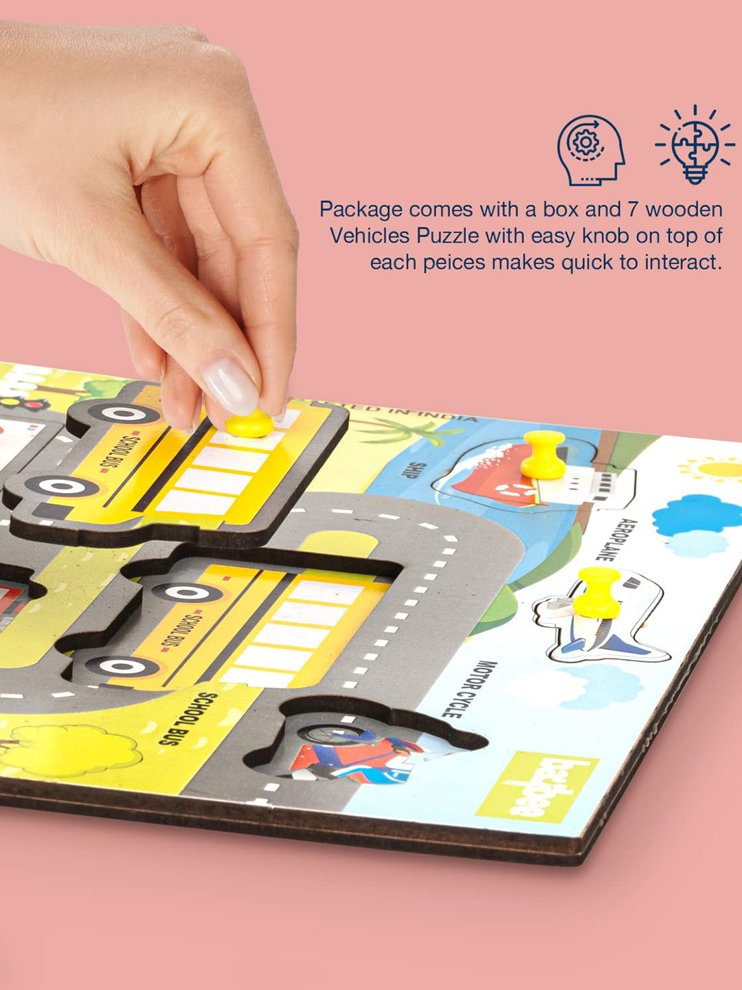 

BAYBEE Transport Vehicle Wooden Puzzle Games, Multi