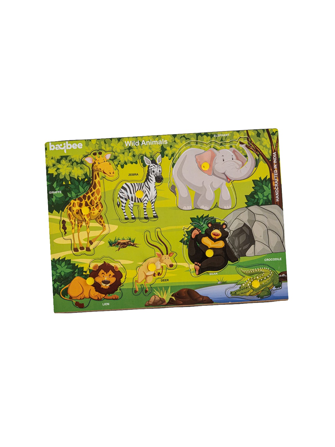 

BAYBEE Kids Wild Animals Themed Wooden Puzzle, Green