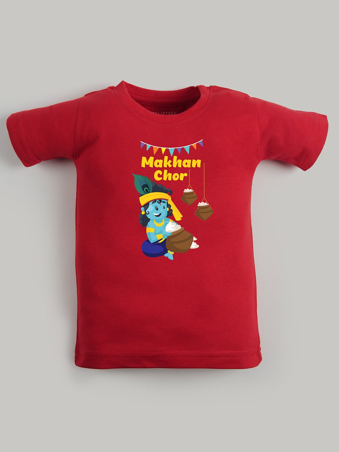 

FFLIRTYGO Kids Little Krishna Printed Cotton T-shirt, Red