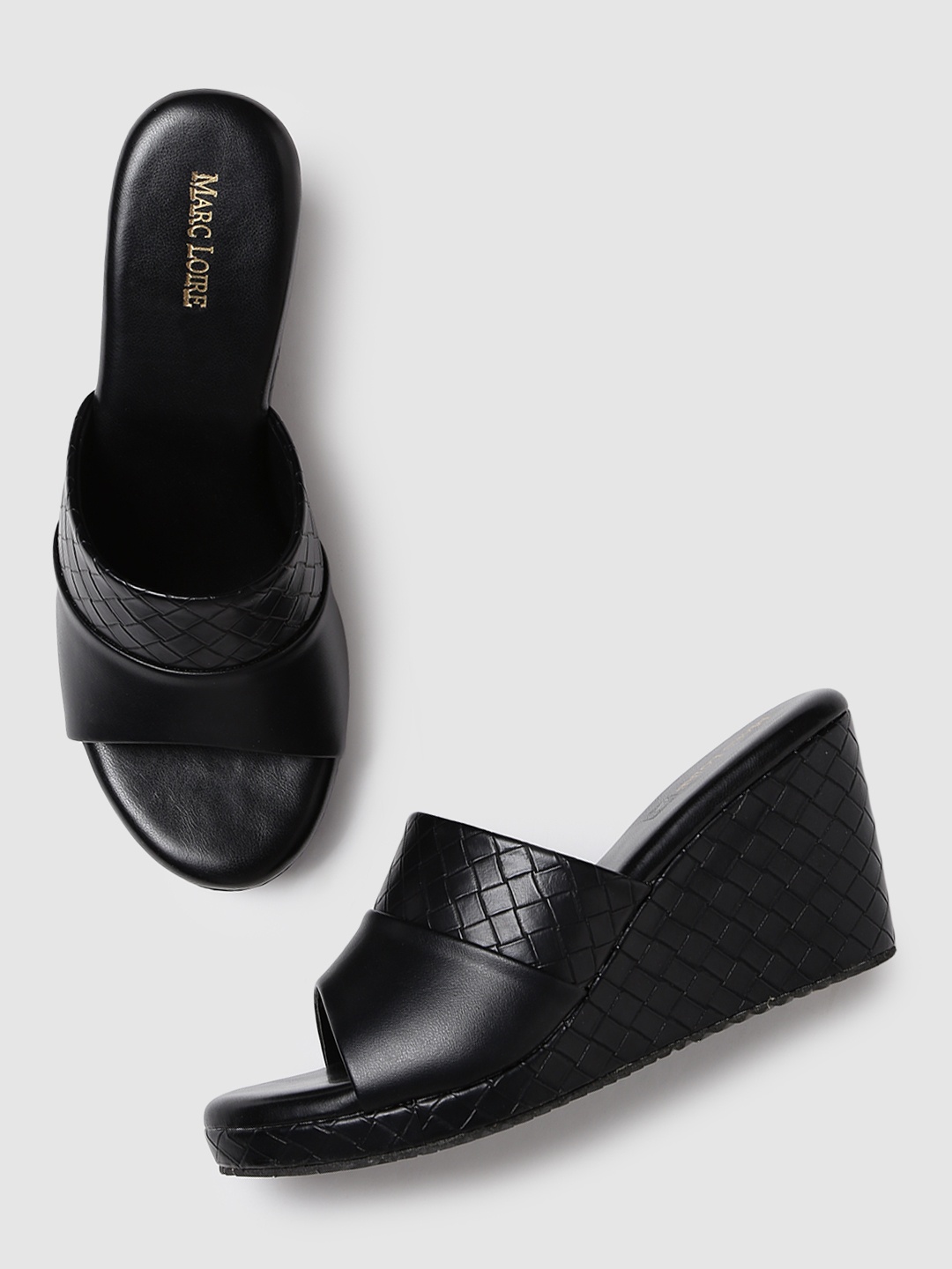 

Marc Loire Open-Toe Wedge Heels, Black