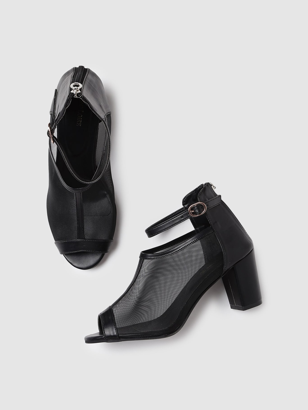 

Marc Loire Peep Toe Block Heels, Black