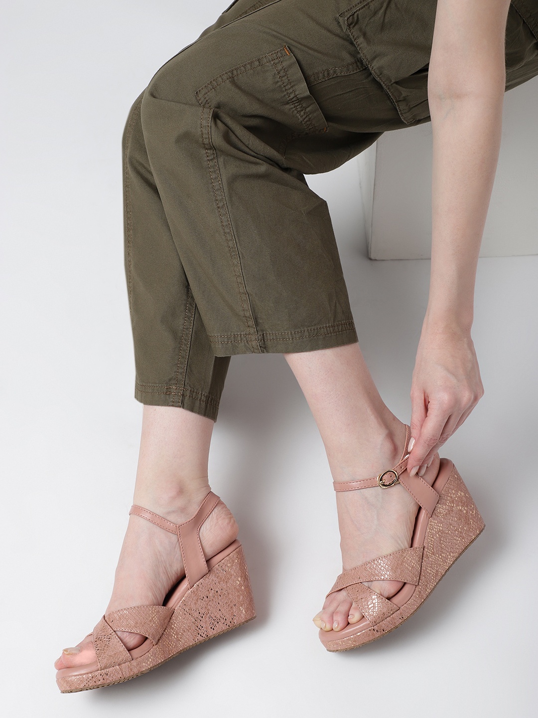 

Marc Loire Textured Wedge Heels, Rose gold