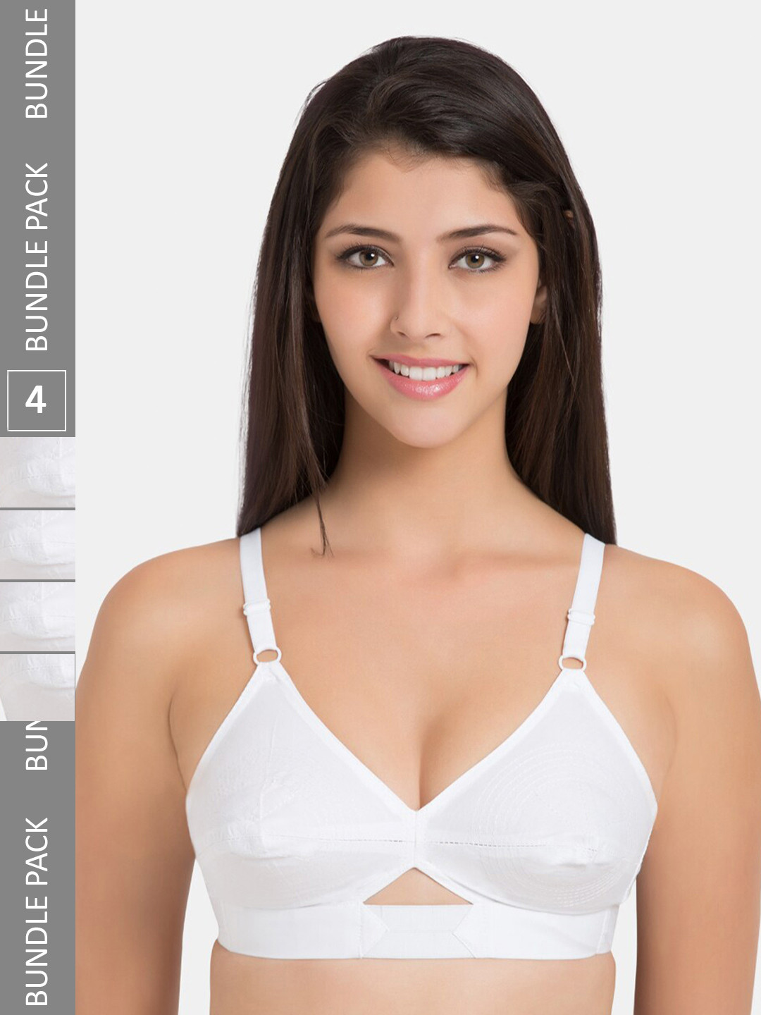 

Centra Pack Of 4 Non Padded Full Coverage Cotton Bra CLY9-4PC-WH, White