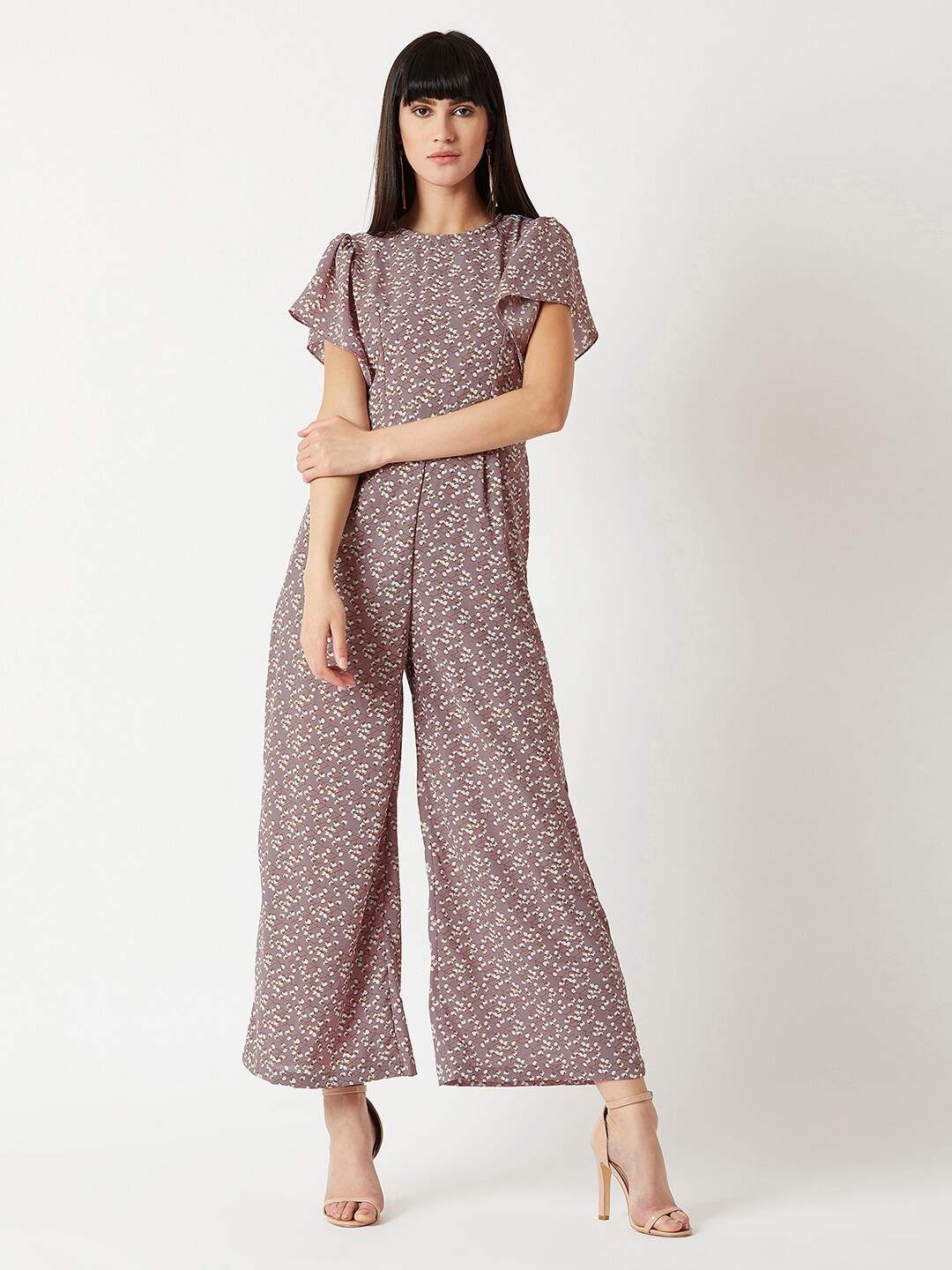 

Miss Chase Grey & White Printed Basic Jumpsuit