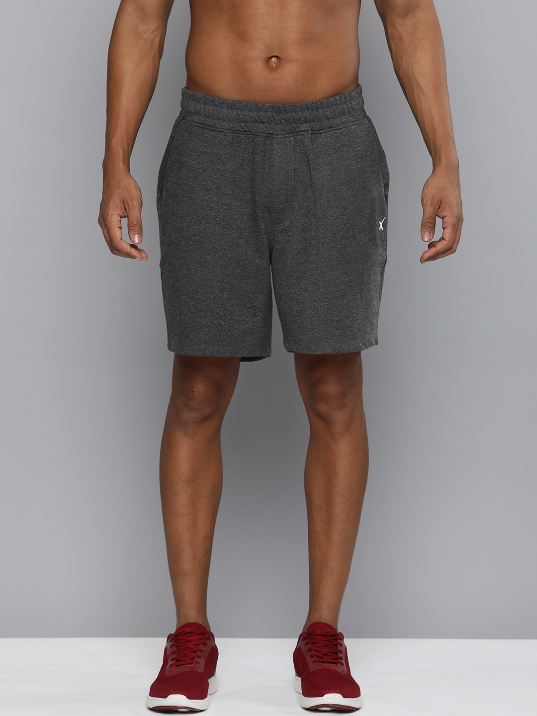 

HRX by Hrithik Roshan Men Low-Rise Pure Cotton Outdoor Sports Shorts, Charcoal