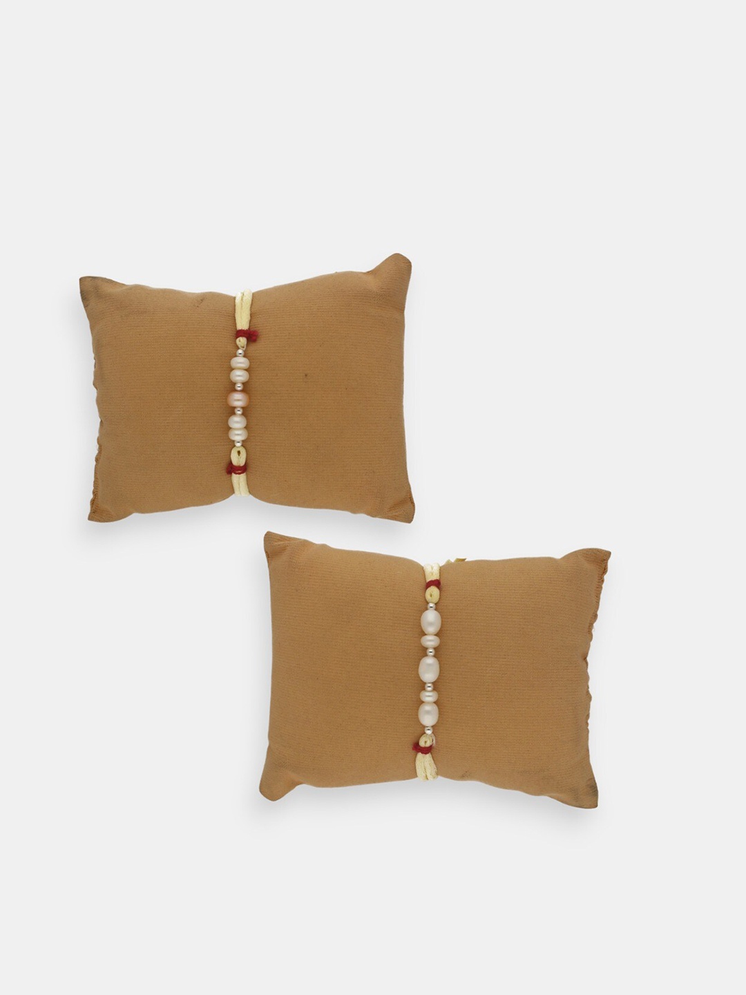 

Sri Jagdamba Pearls Dealer Set Of 2 Beaded Charm Rakhi, White