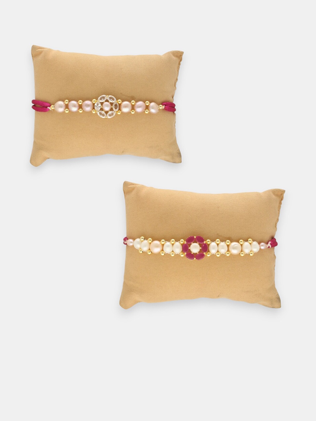 

Sri Jagdamba Pearls Dealer Set Of 2 Beaded Rakhis, White