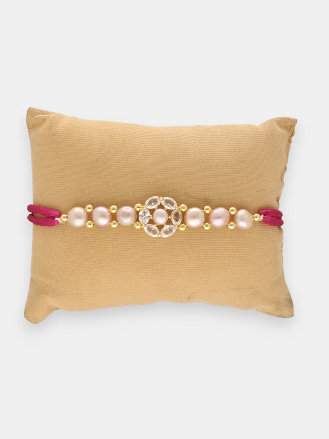 

Sri Jagdamba Pearls Dealer Beaded Charm Rakhi, Gold