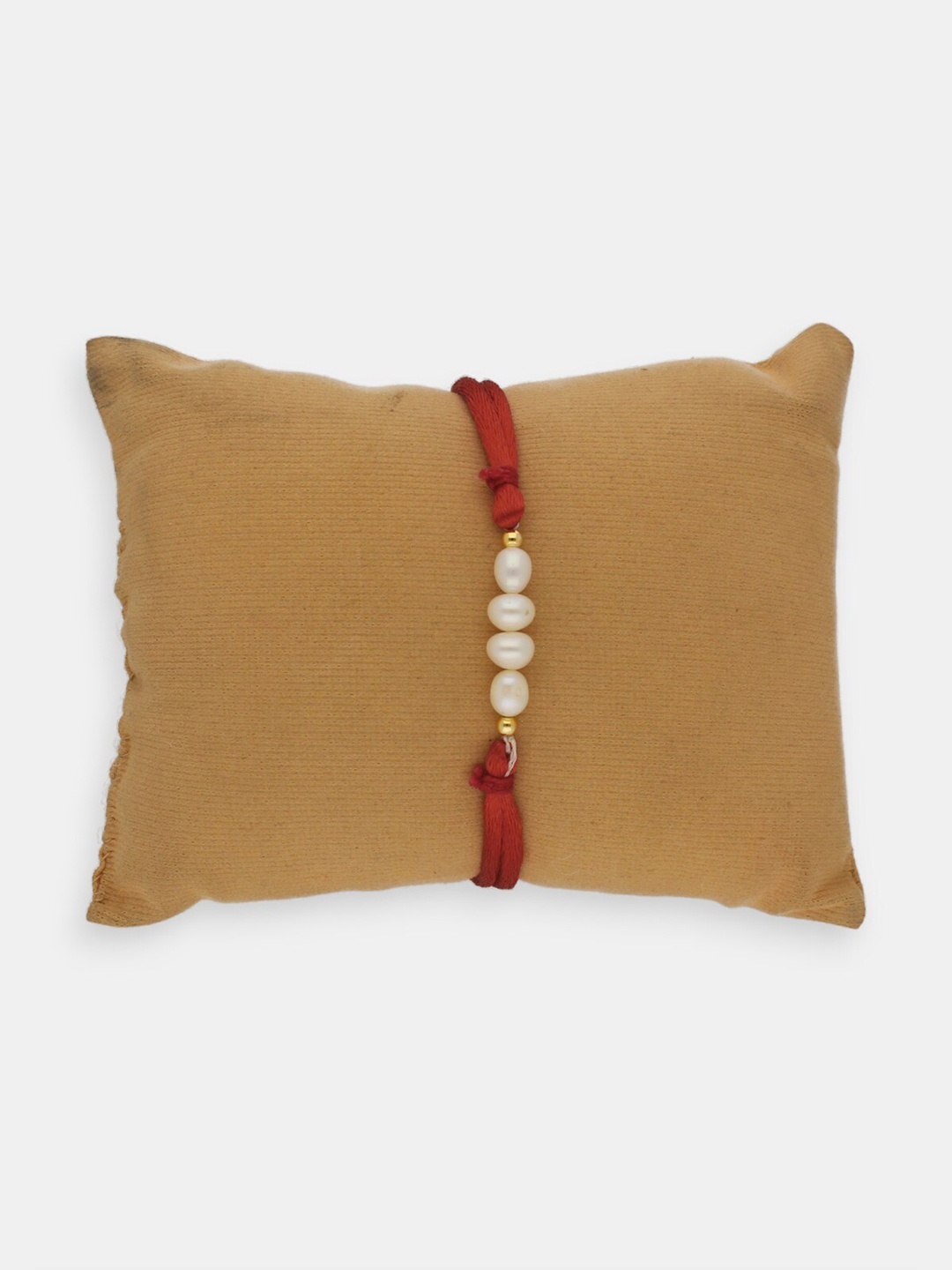 

Sri Jagdamba Pearls Dealer Gold-Plated Delight Pearl Rakhi, White