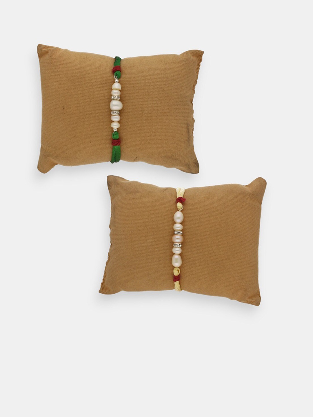 

Sri Jagdamba Pearls Dealer Set Of 2 Gold-Plated Infinite Pearl Rakhi, White