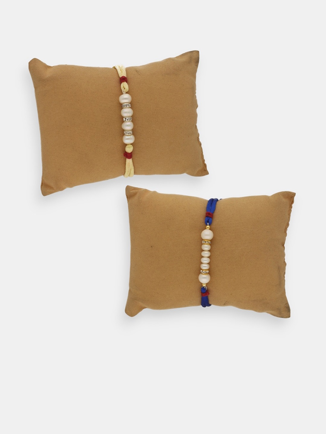 

Sri Jagdamba Pearls Dealer Set Of 2 Beaded Rakhis, White