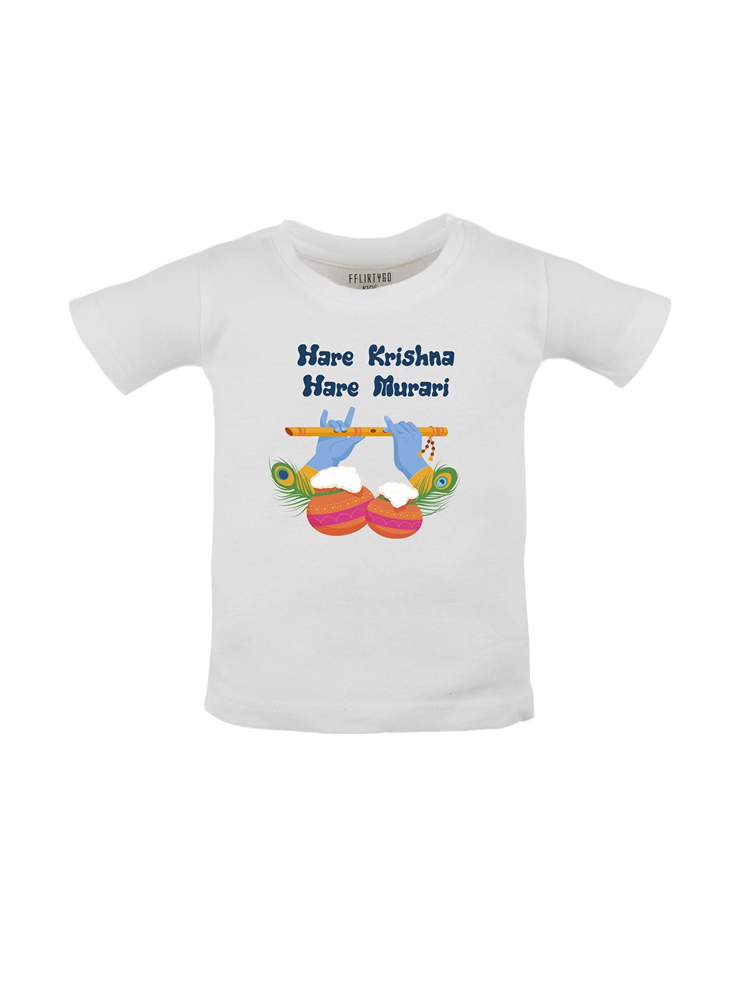 

FFLIRTYGO Kids Typography Printed Cotton T-shirt, White