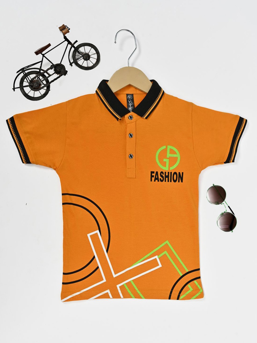 

BAESD Boys Geometric Printed Polo Collar Cotton T-shirt, Yellow