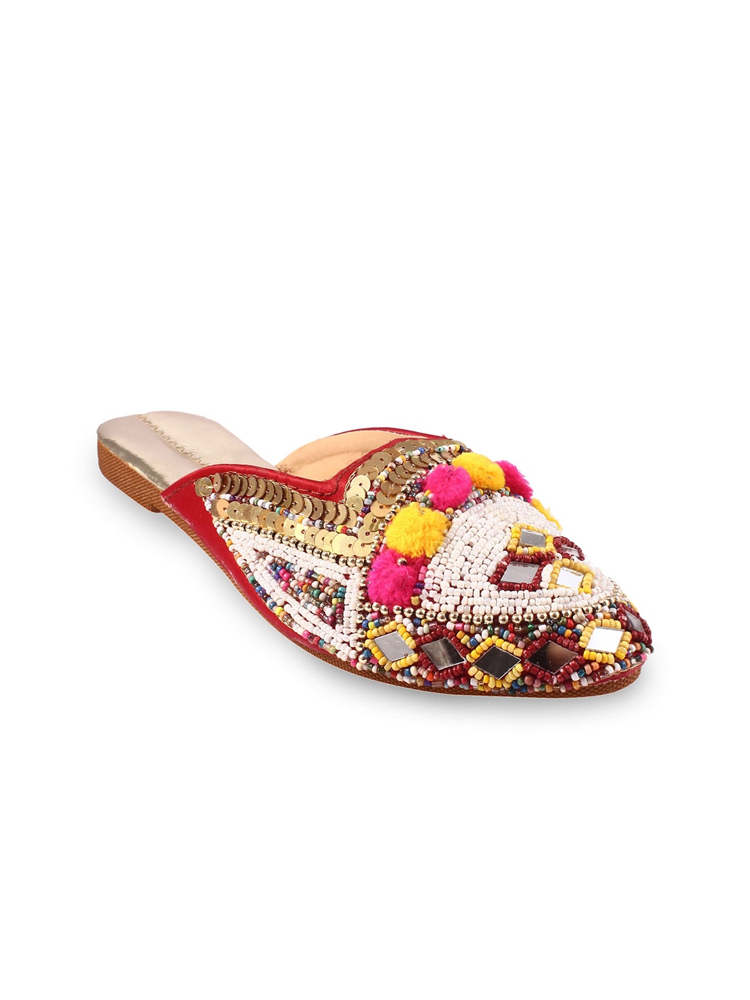 

Apratim Ethnic Embellished Mules, Red