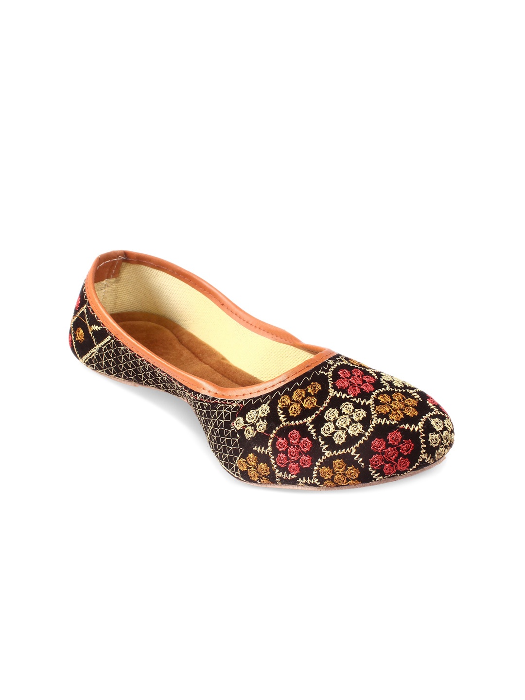 

Apratim Ethnic Embroidered Velvet Mojaris, Black