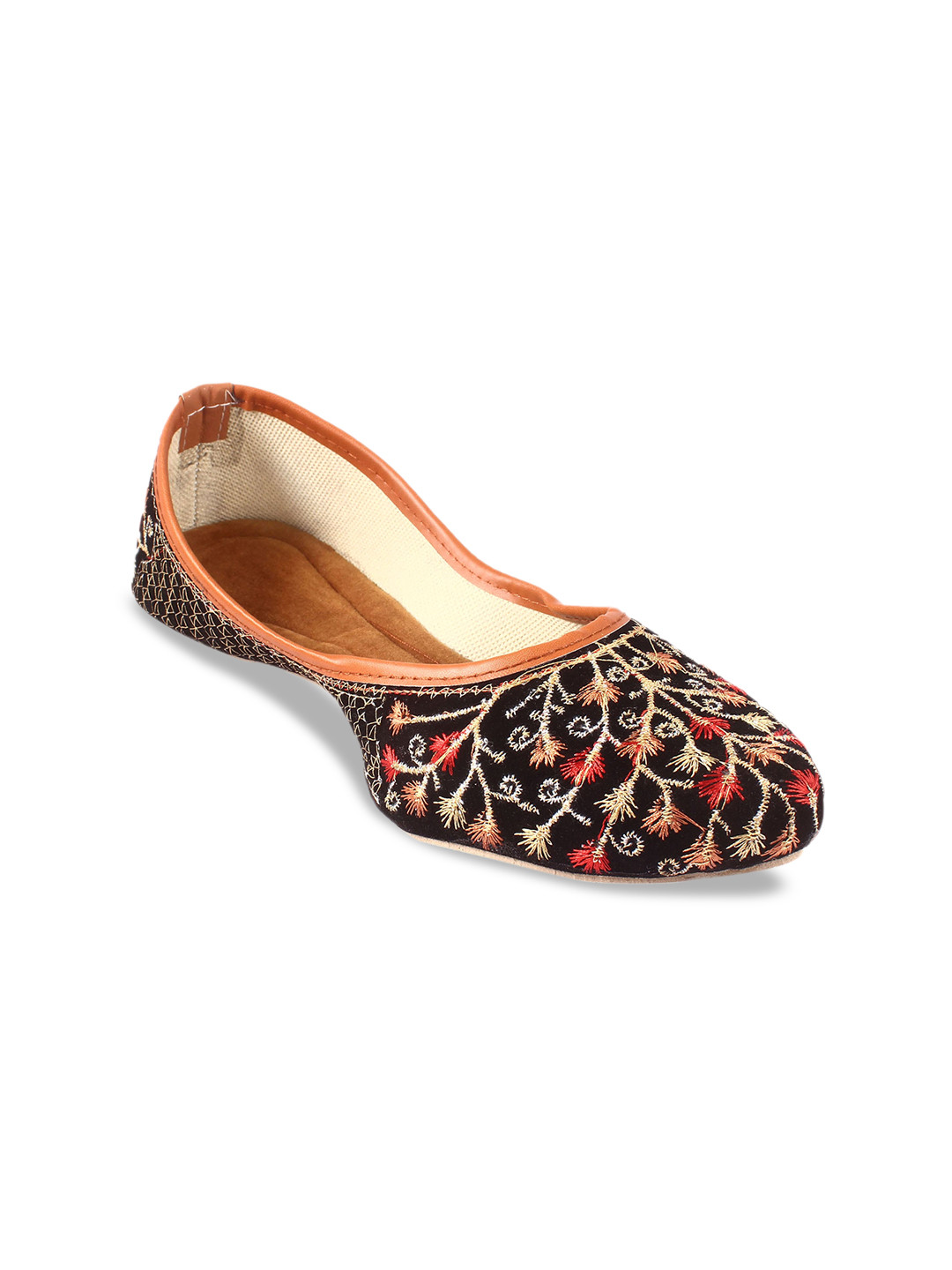 

Apratim Ethnic Embroidered Velvet Mojaris, Black