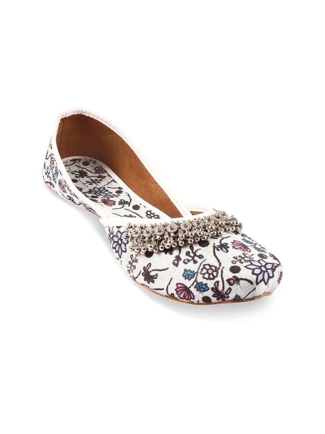 

Apratim Printed Embellished Ethnic Mojaris, White
