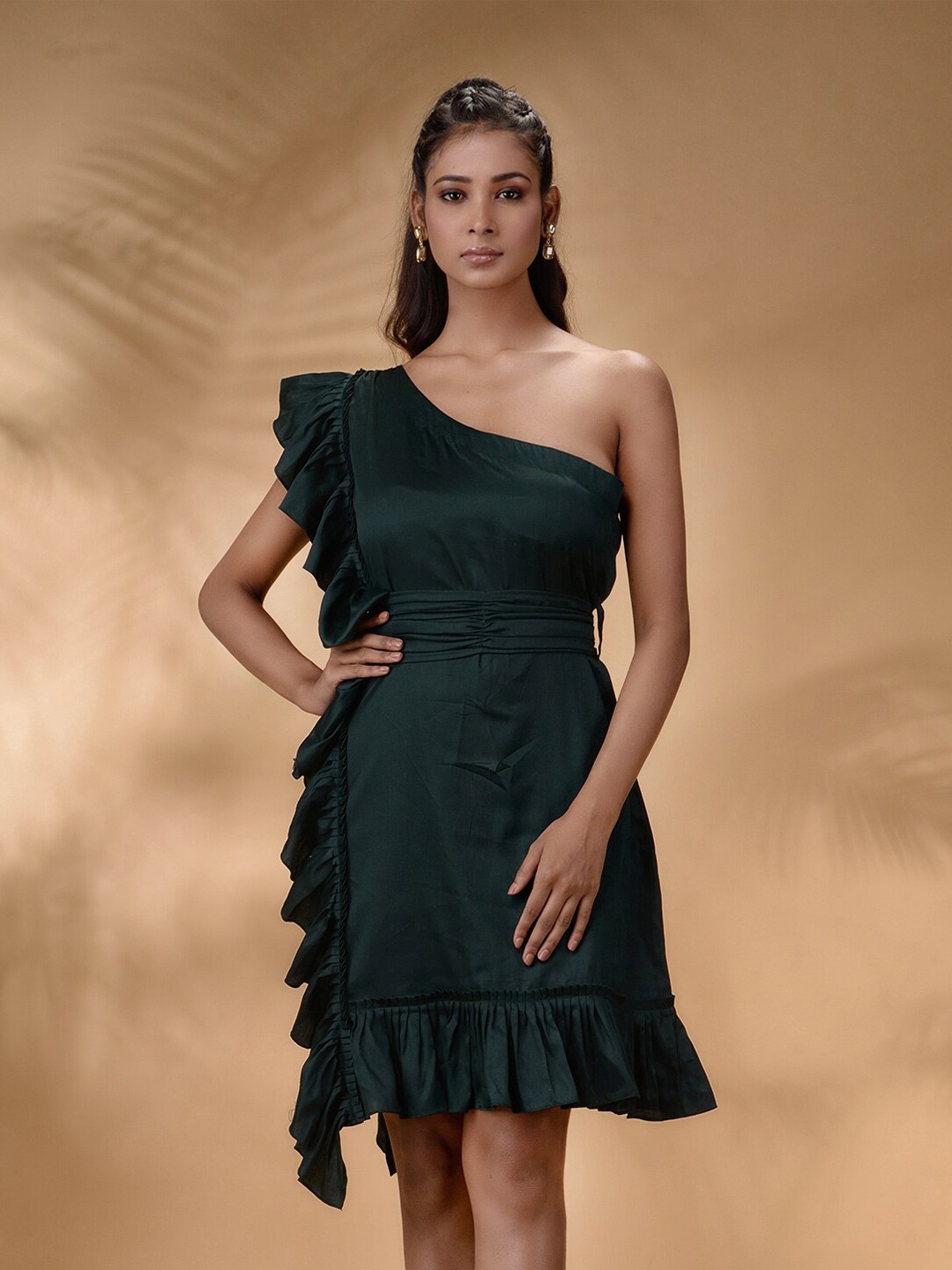 

Disli One Shoulder Cotton Sheath Dress, Green