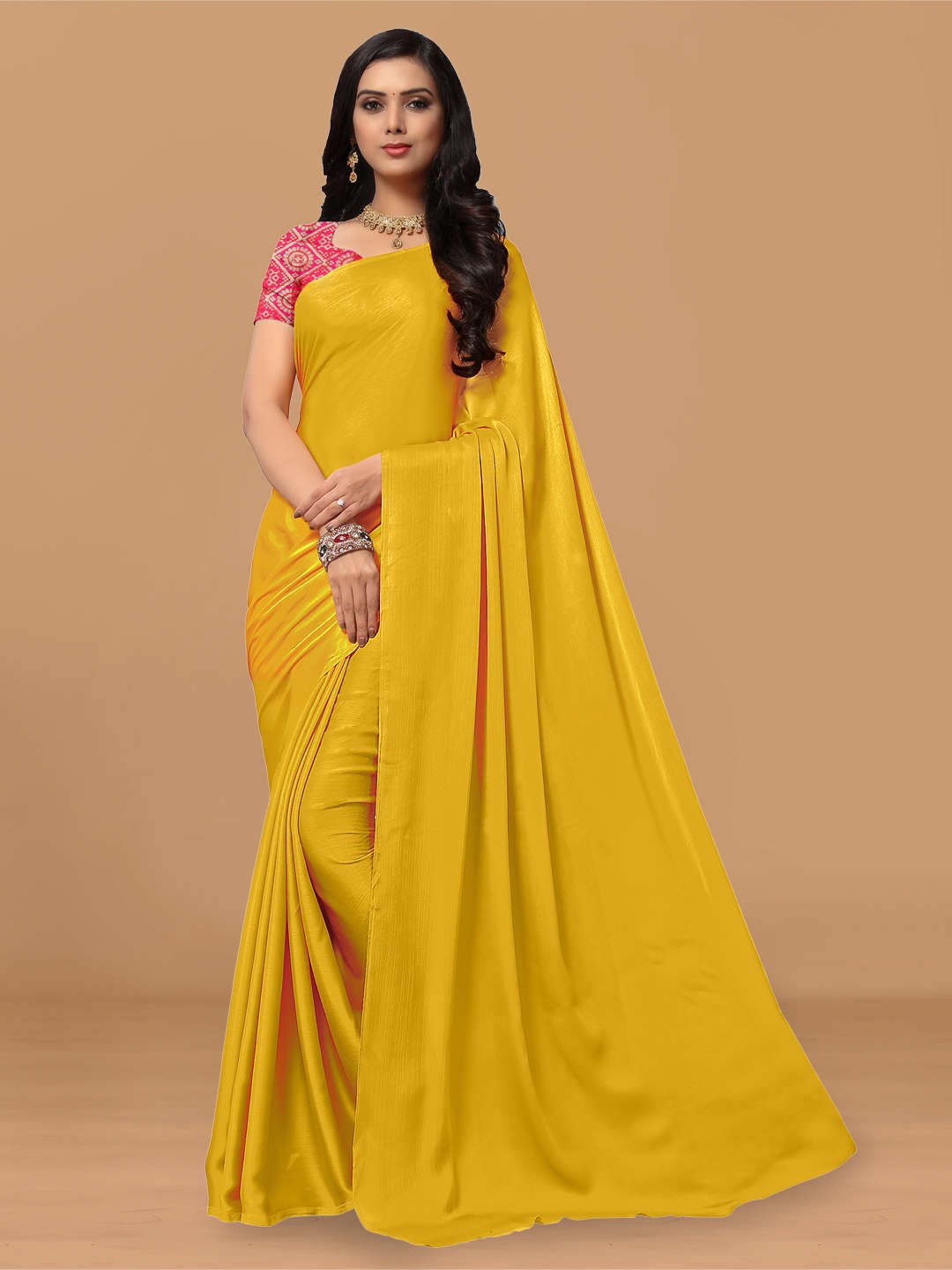 

KALINI Pure Chiffon Saree, Yellow