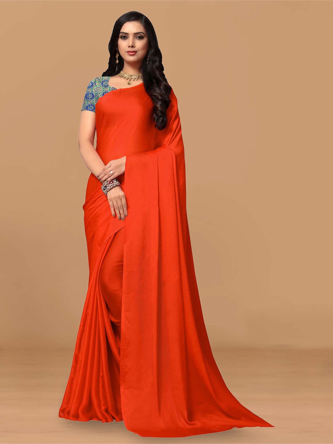 

KALINI Pure Chiffon Saree, Orange