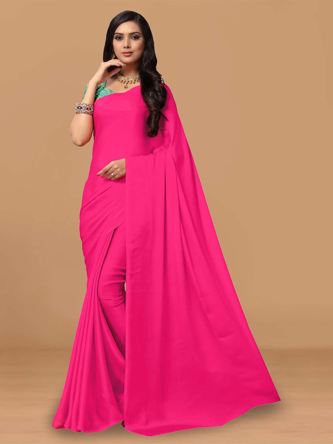 

KALINI Pure Chiffon Saree, Pink