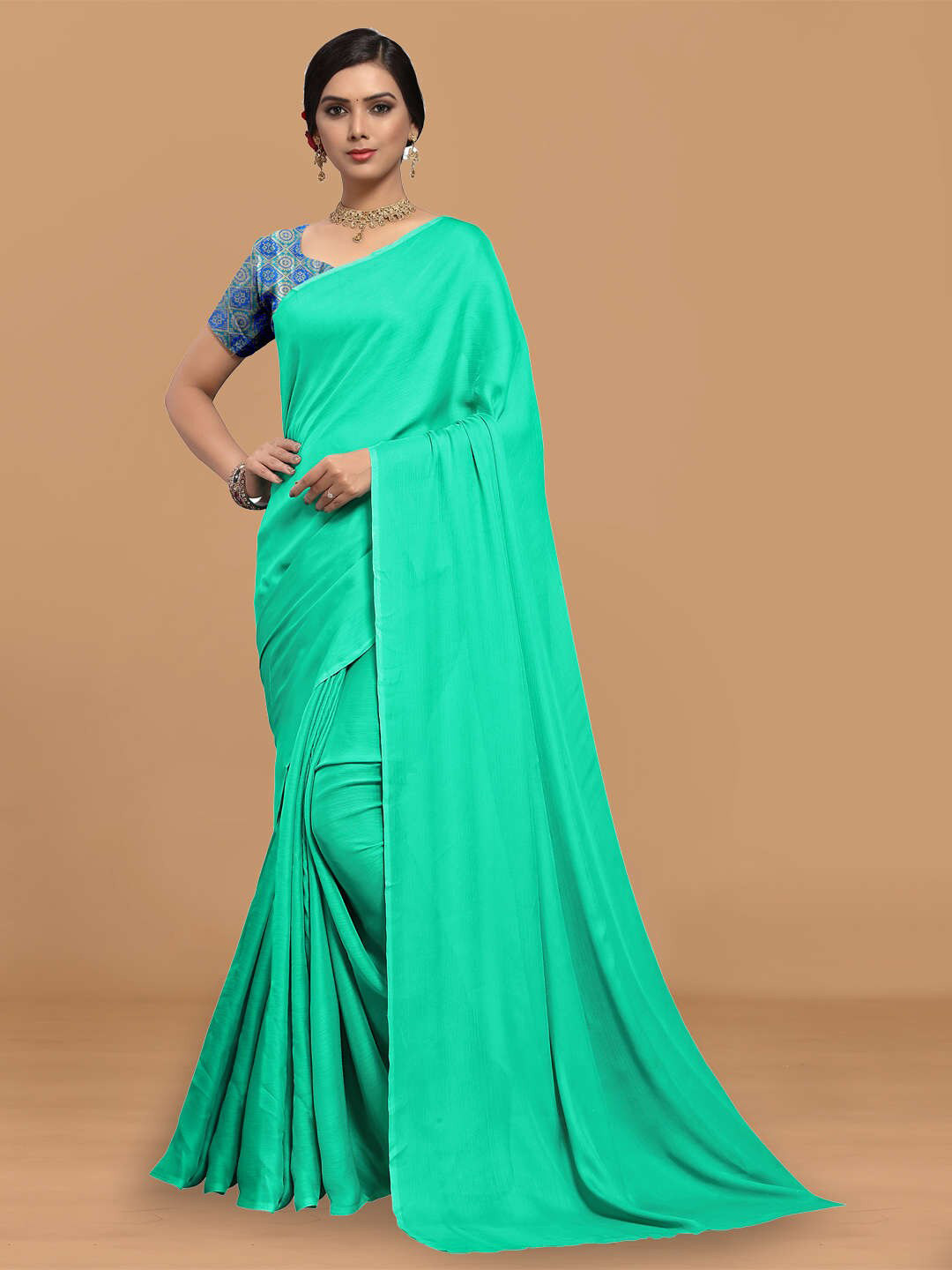 

KALINI Pure Chiffon Saree, Teal