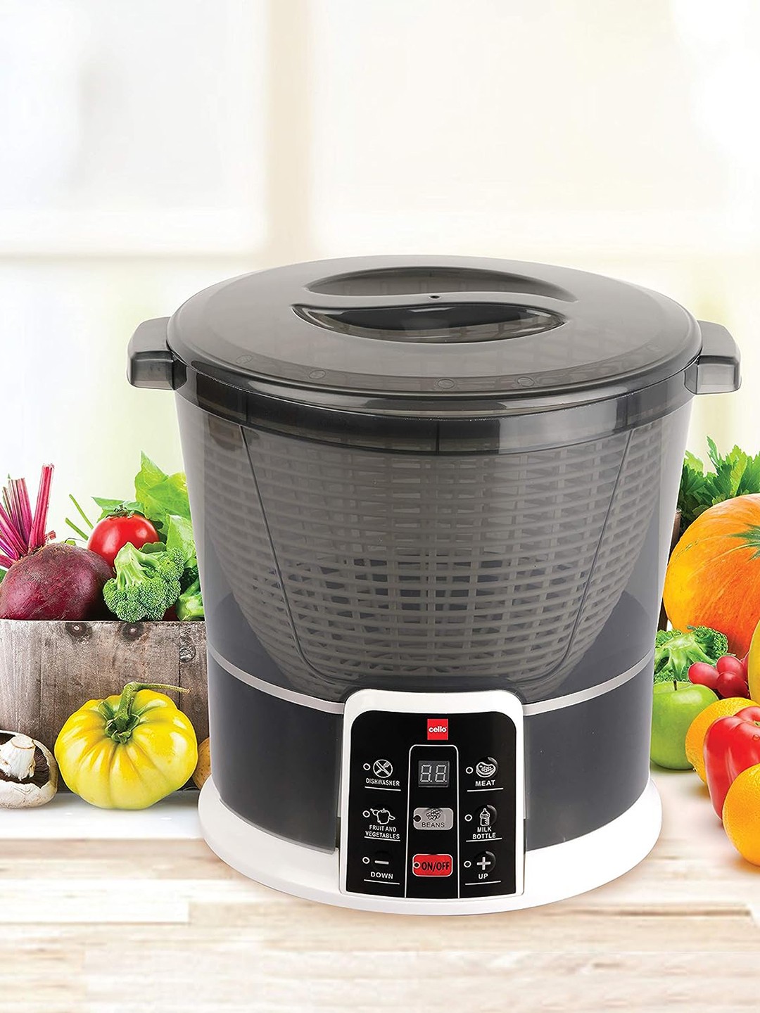 

Cello Black Vegetable and Fruit Cleaner with Removable Basket- 10 L