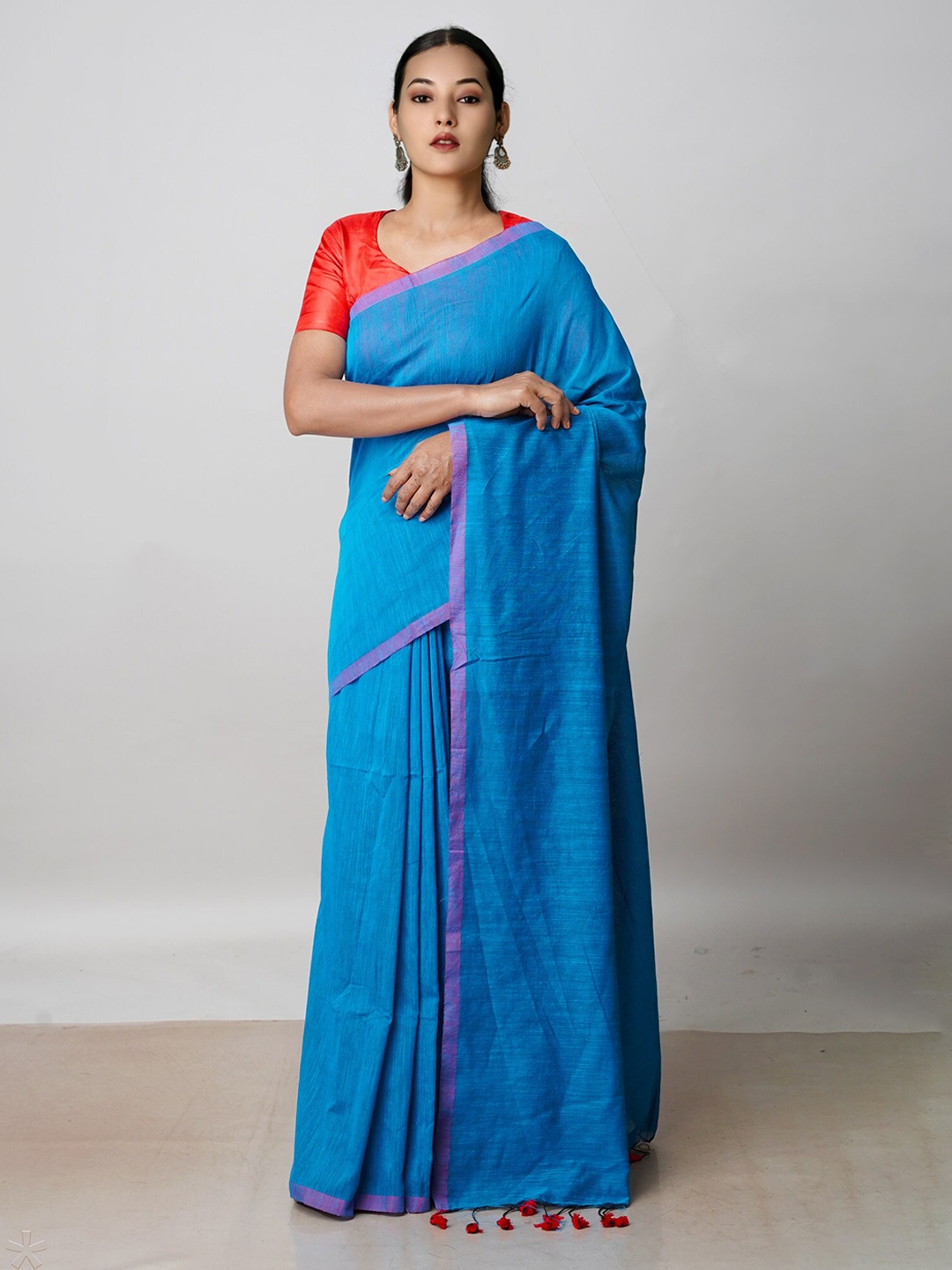 

Unnati Silks Pure Linen Jamdani Saree, Blue