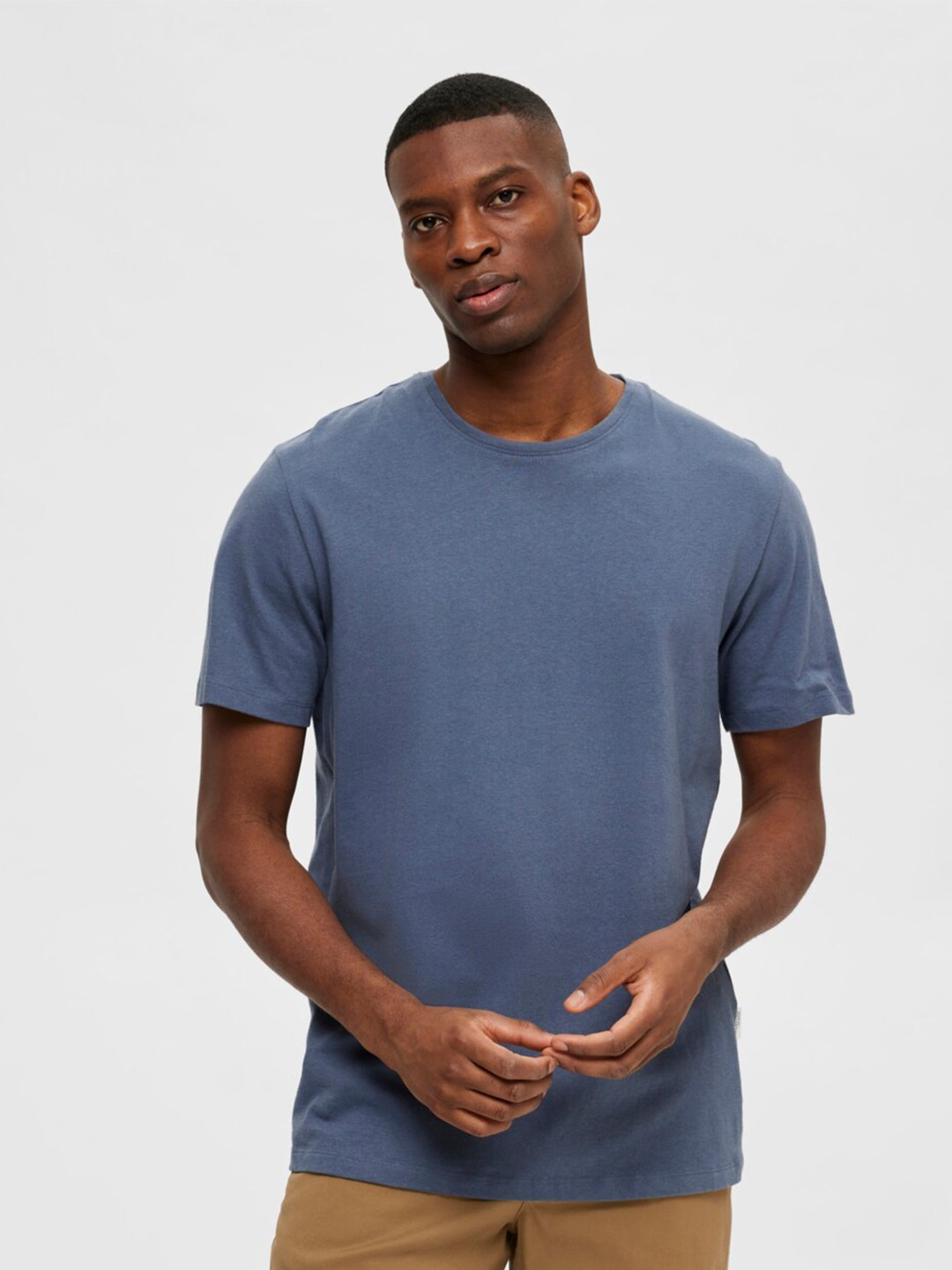 

SELECTED Round Neck short Sleeves Slim Fit T-shirt, Blue