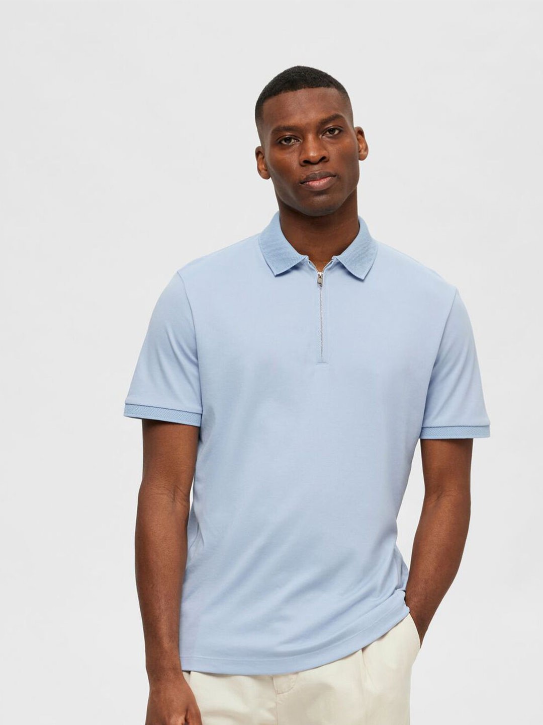 

SELECTED Polo Collar Short Sleeves Slim Fit T-shirt, Blue