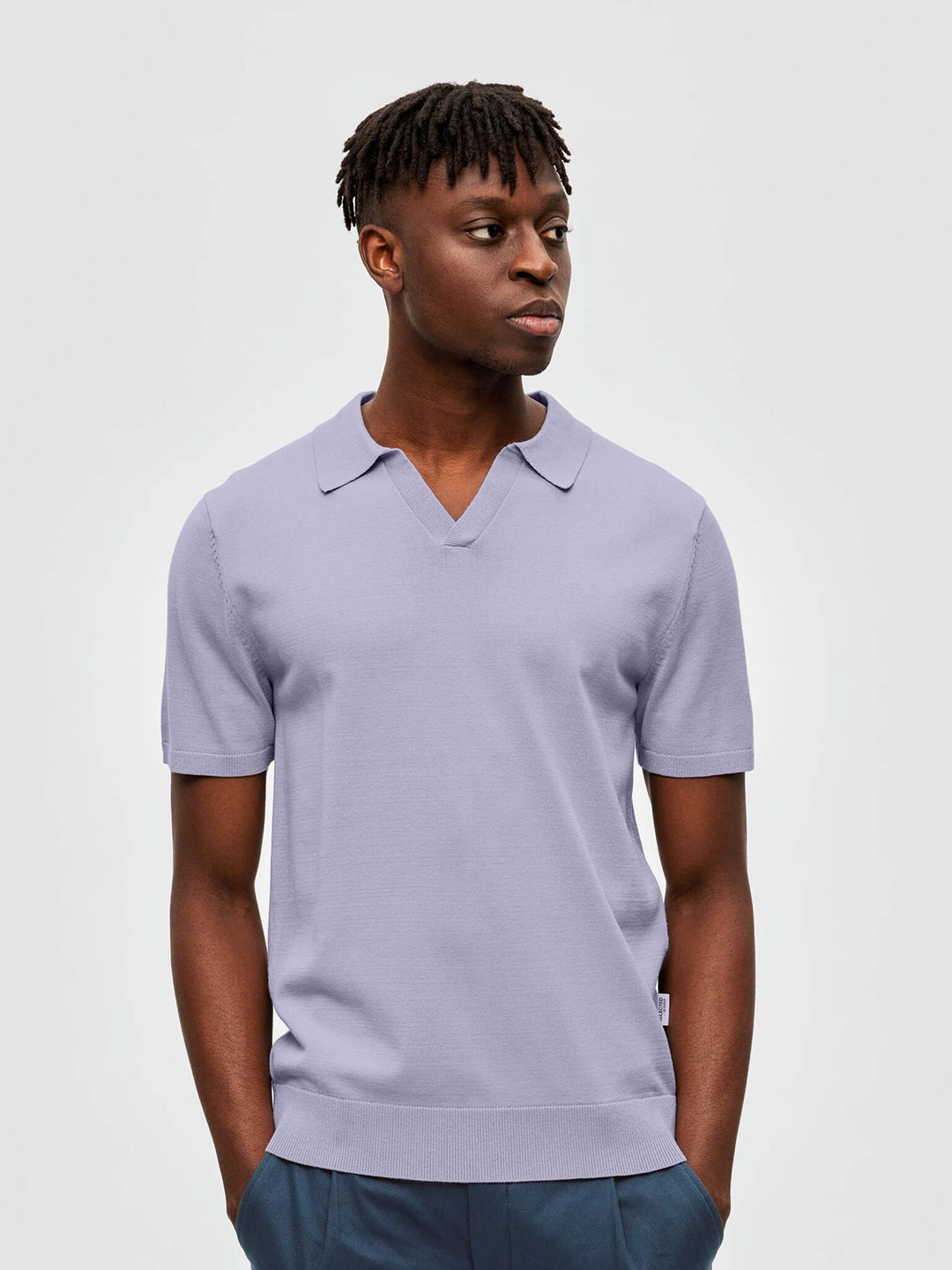 

SELECTED Polo Collar Regular Fit Casual T-shirt, Purple