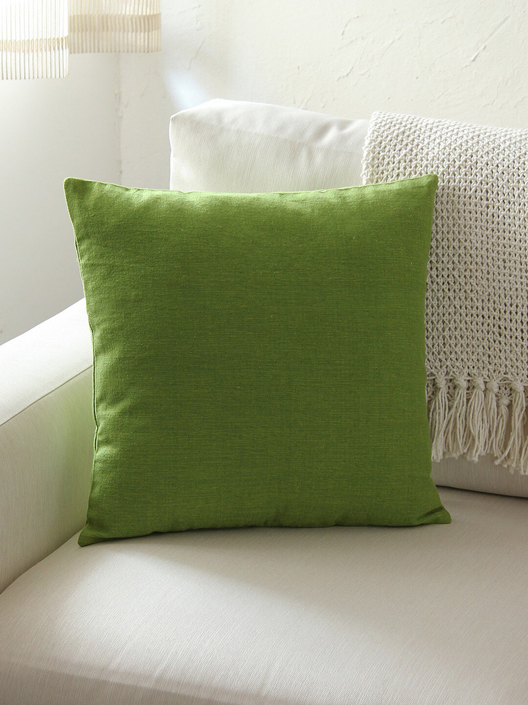 

House This 2 Pieces Olive Green Cotton Square Cushion Covers