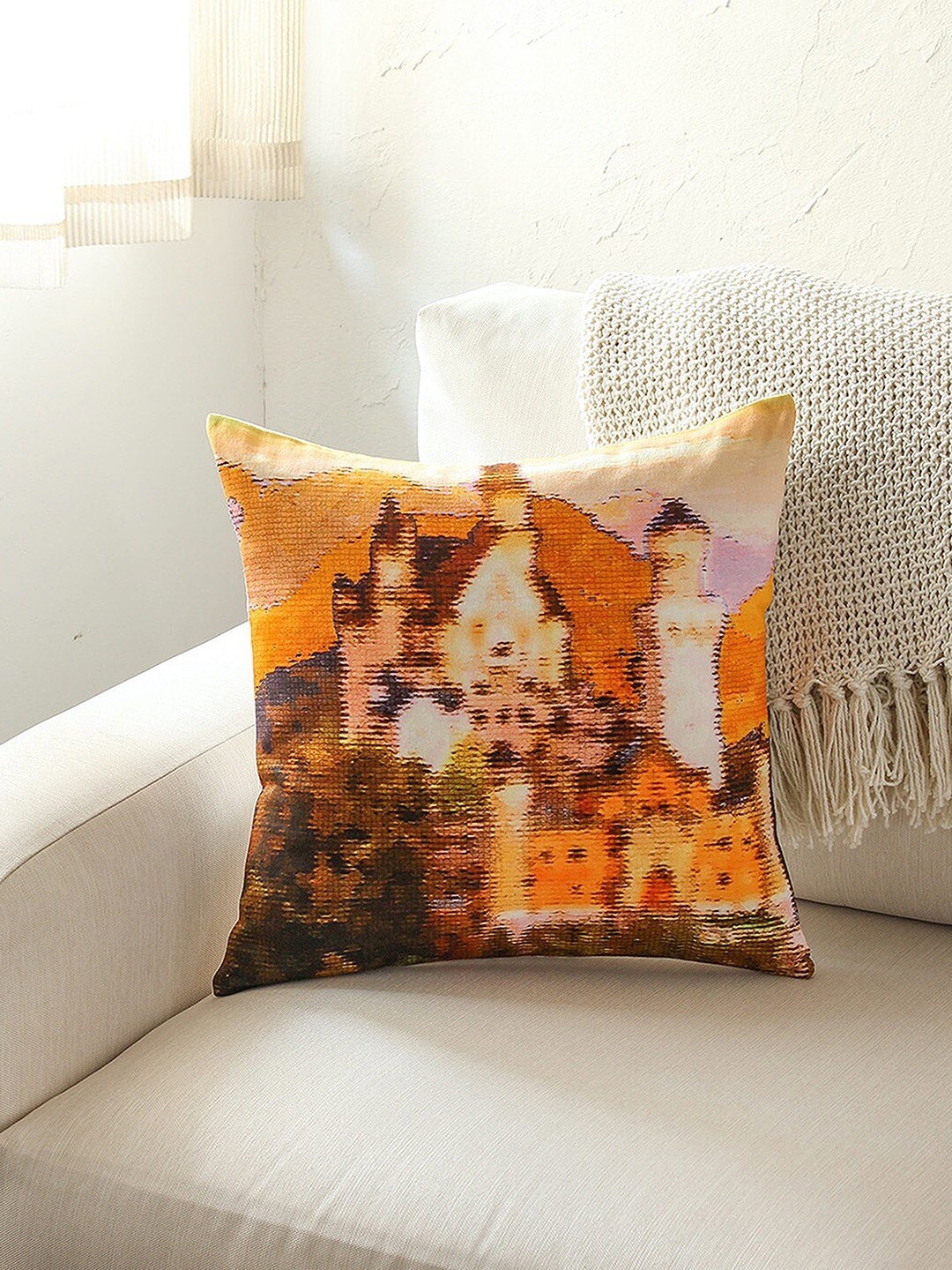 

House This 2 Pieces Pink Abstract Cotton Square Cushion Covers