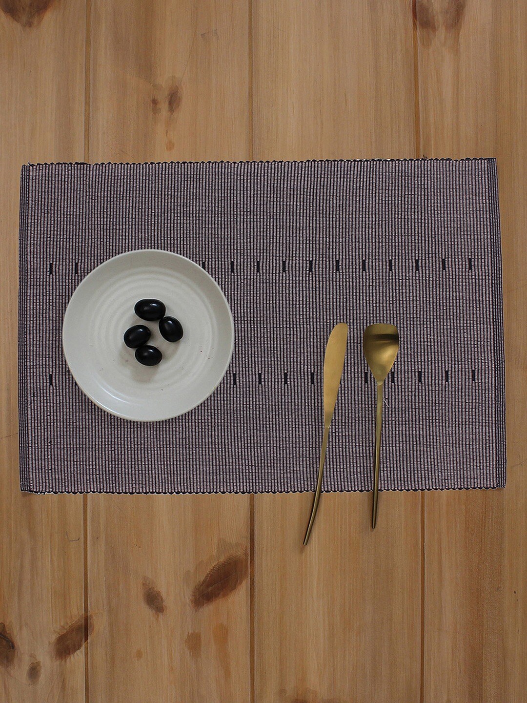 

House This Black 2 Pieces Striped Cotton Table Placemats