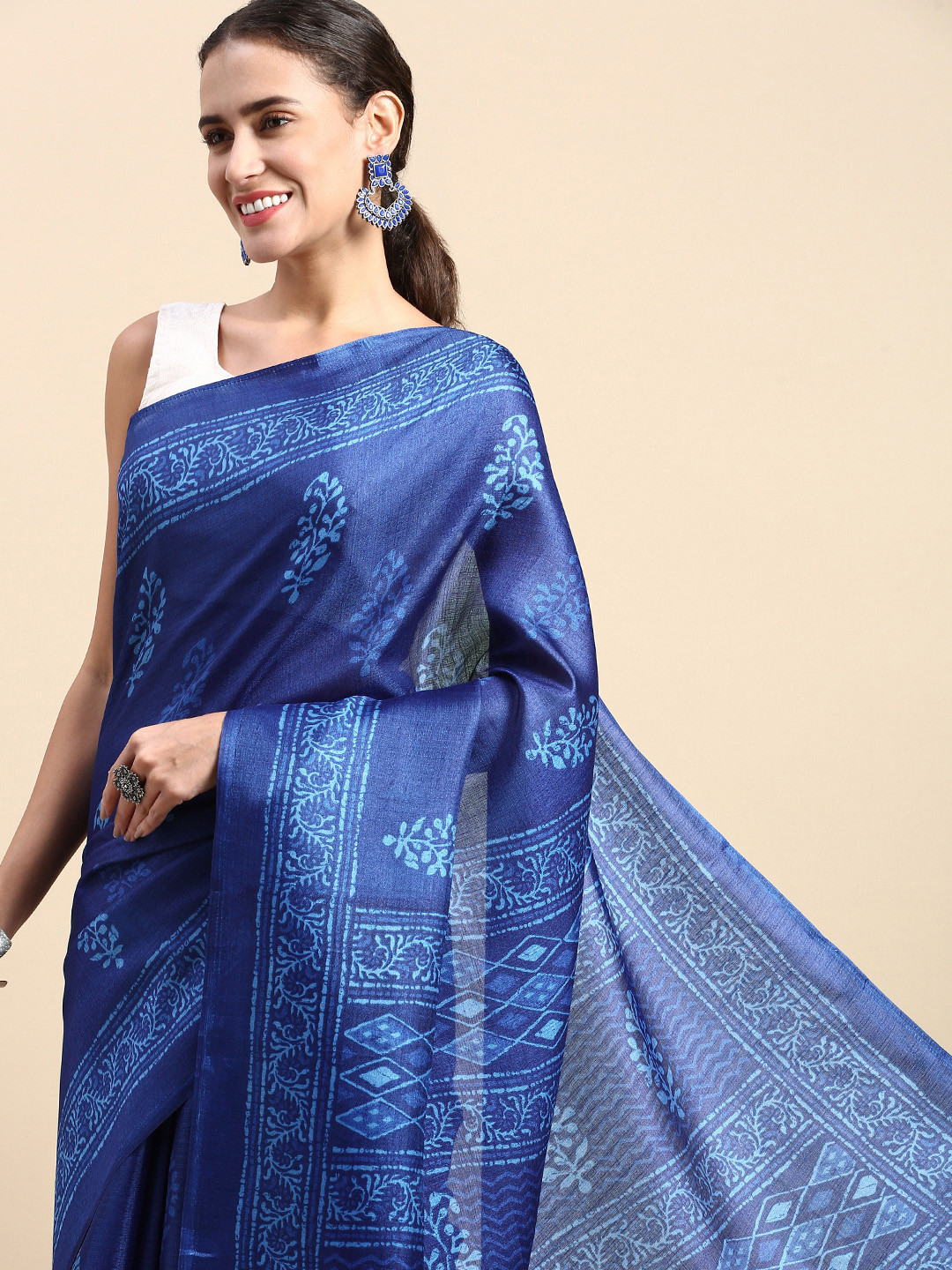 

Rani Saahiba Dabu Bhagalpuri Saree, Blue