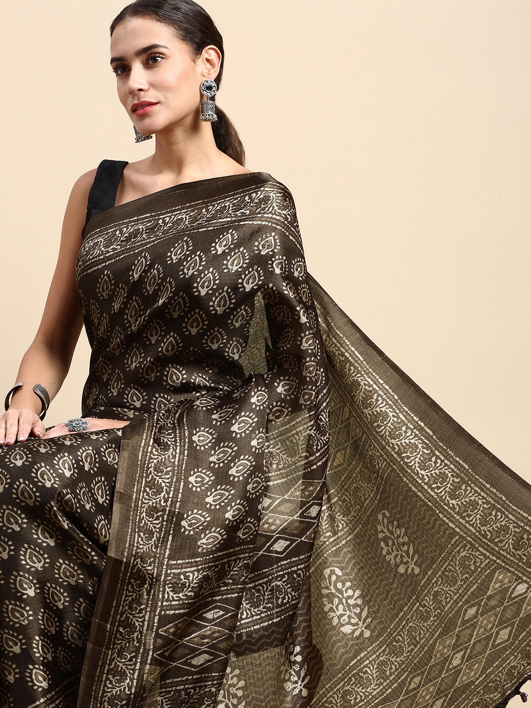 

Rani Saahiba Dabu Bhagalpuri Saree, Brown