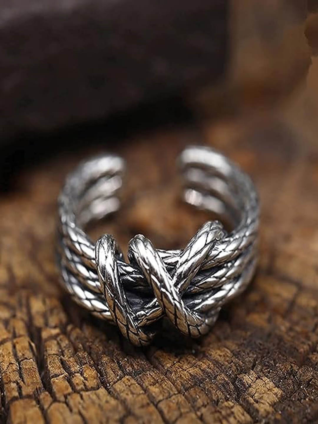 

KRYSTALZ Unisex Silver-Plated Adjustable Finger Ring