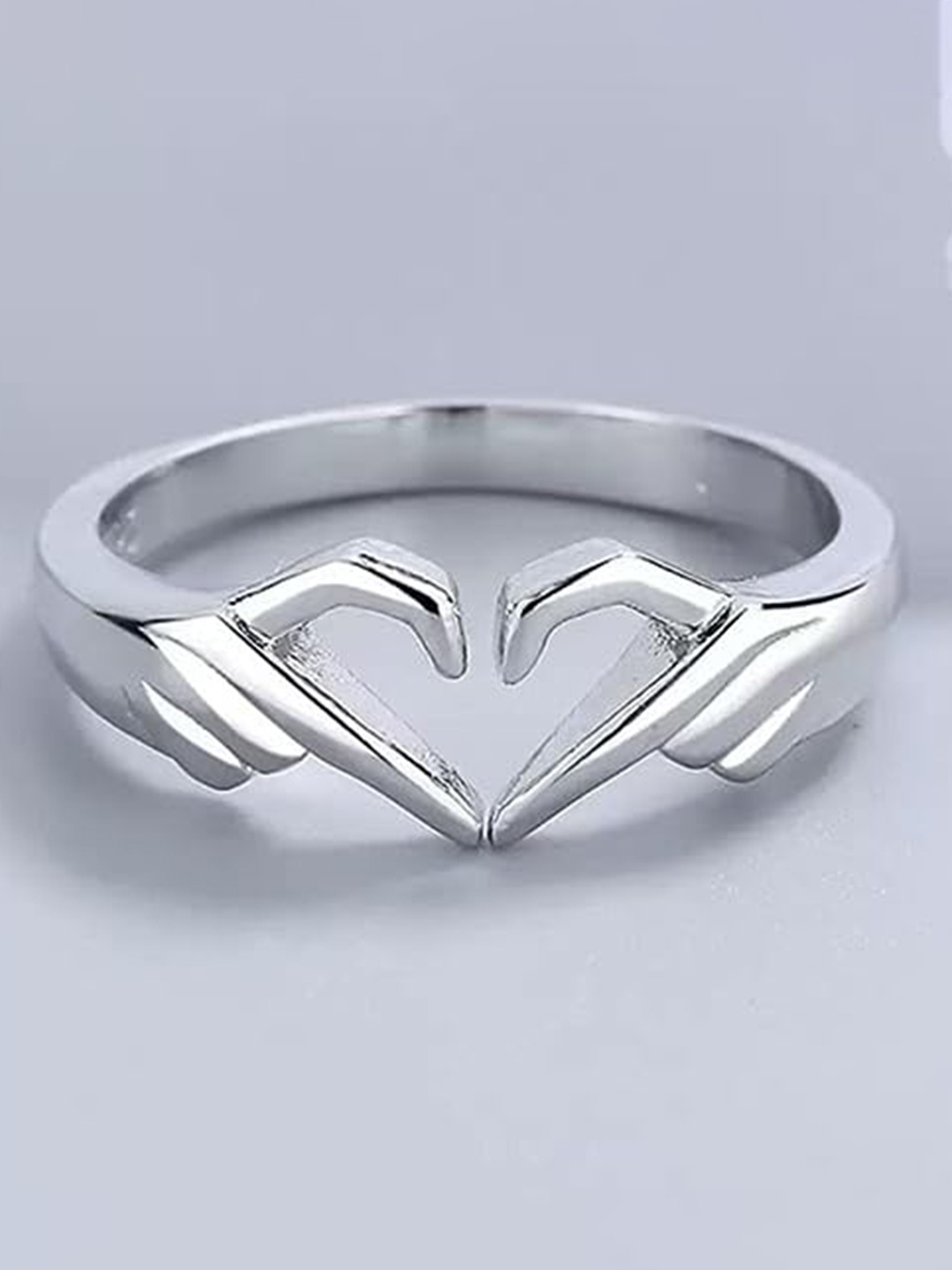 

KRYSTALZ Silver-Plated Heart Shaped Finger Ring