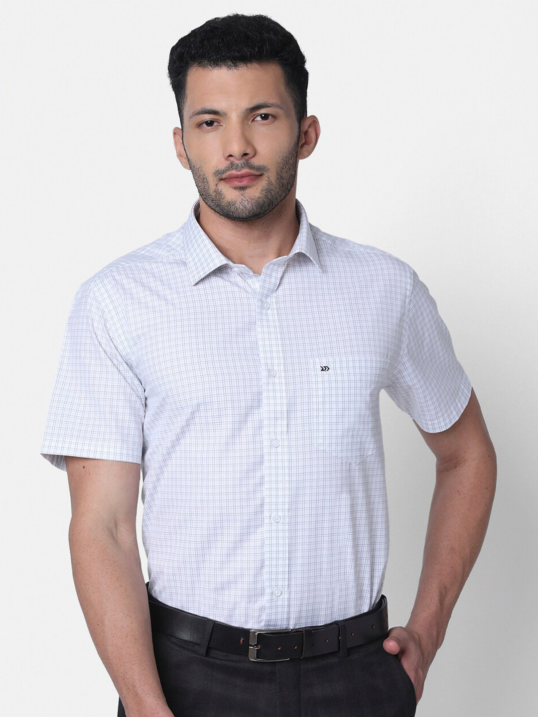 

INSPIRO Grid Tattersall Checked Classic Slim Fit Formal Shirt, White