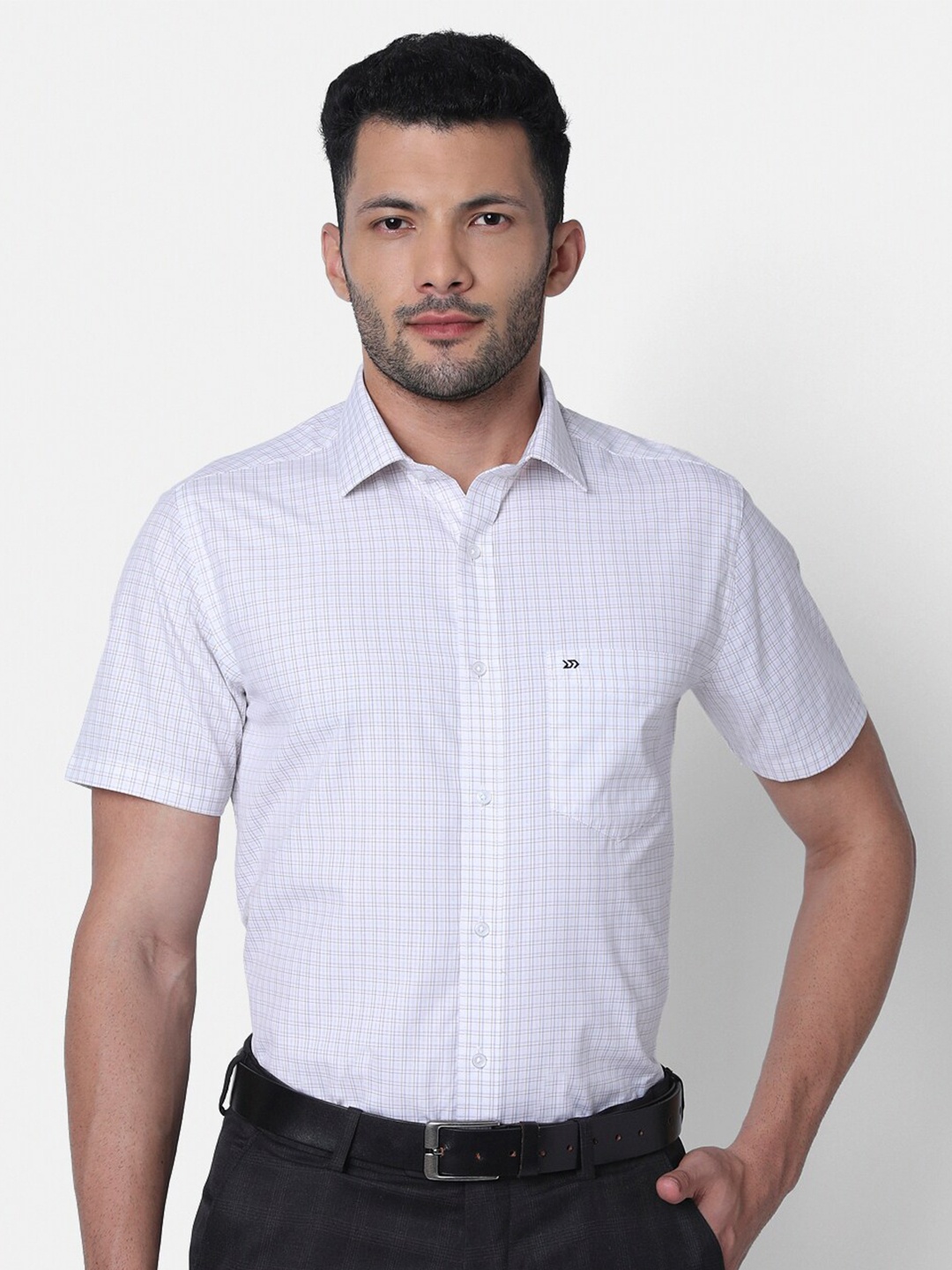 

INSPIRO Grid Tattersall Checked Classic Slim Fit Formal Shirt, White