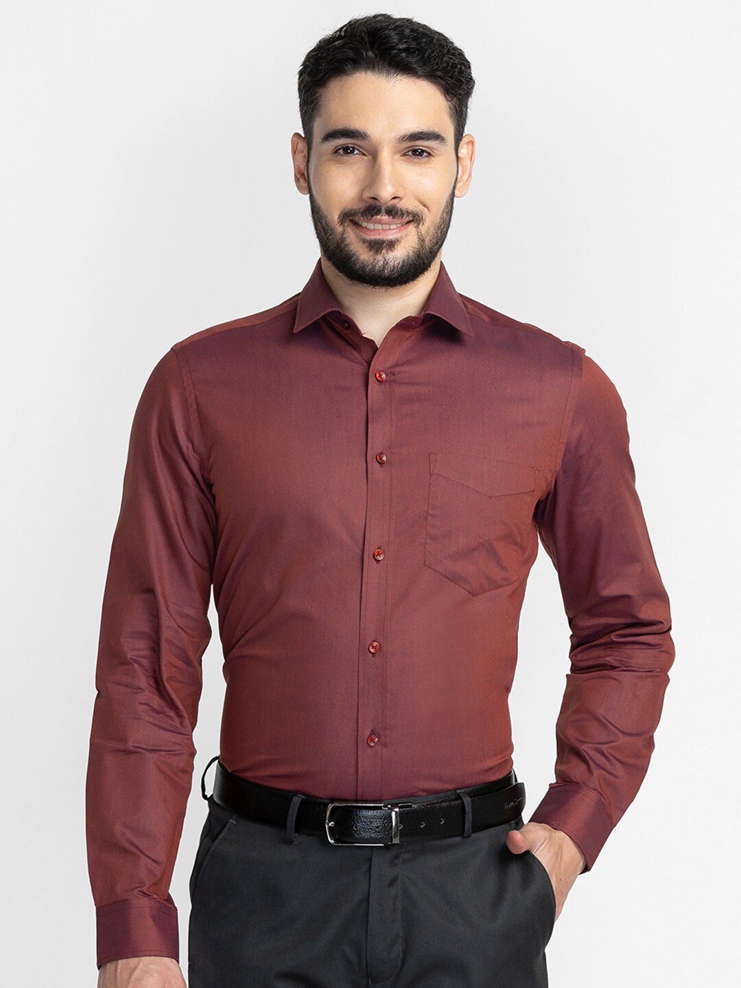 

INSPIRO Classic Slim Fit Formal Shirt, Rust