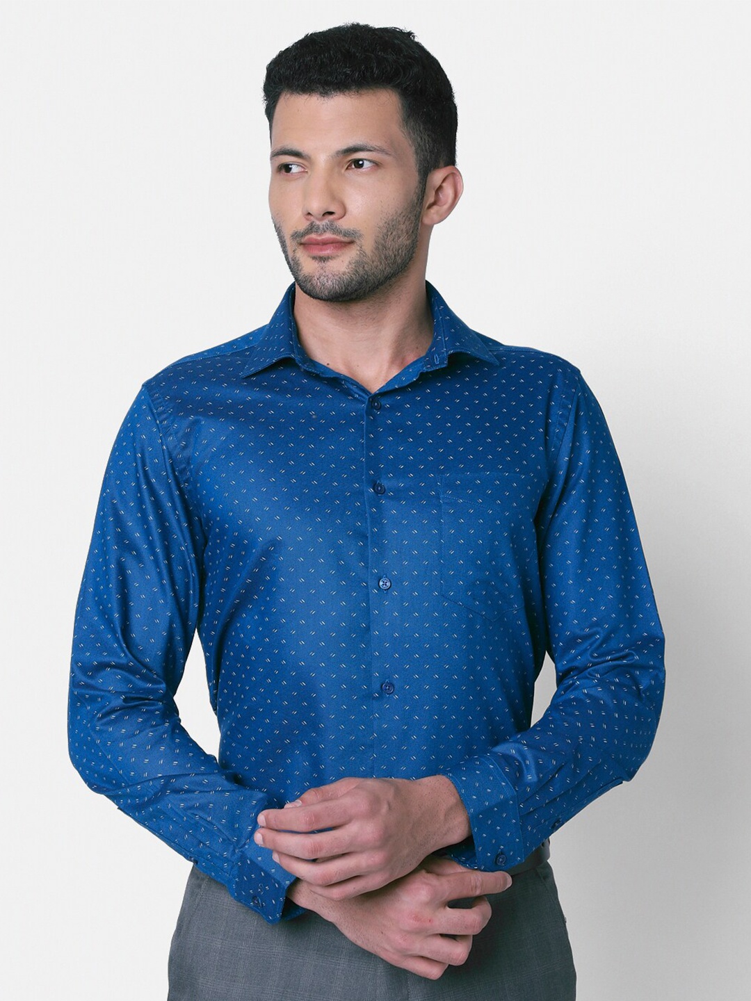 

INSPIRO Micro Ditsy Printed Classic Slim Fit Formal Shirt, Blue