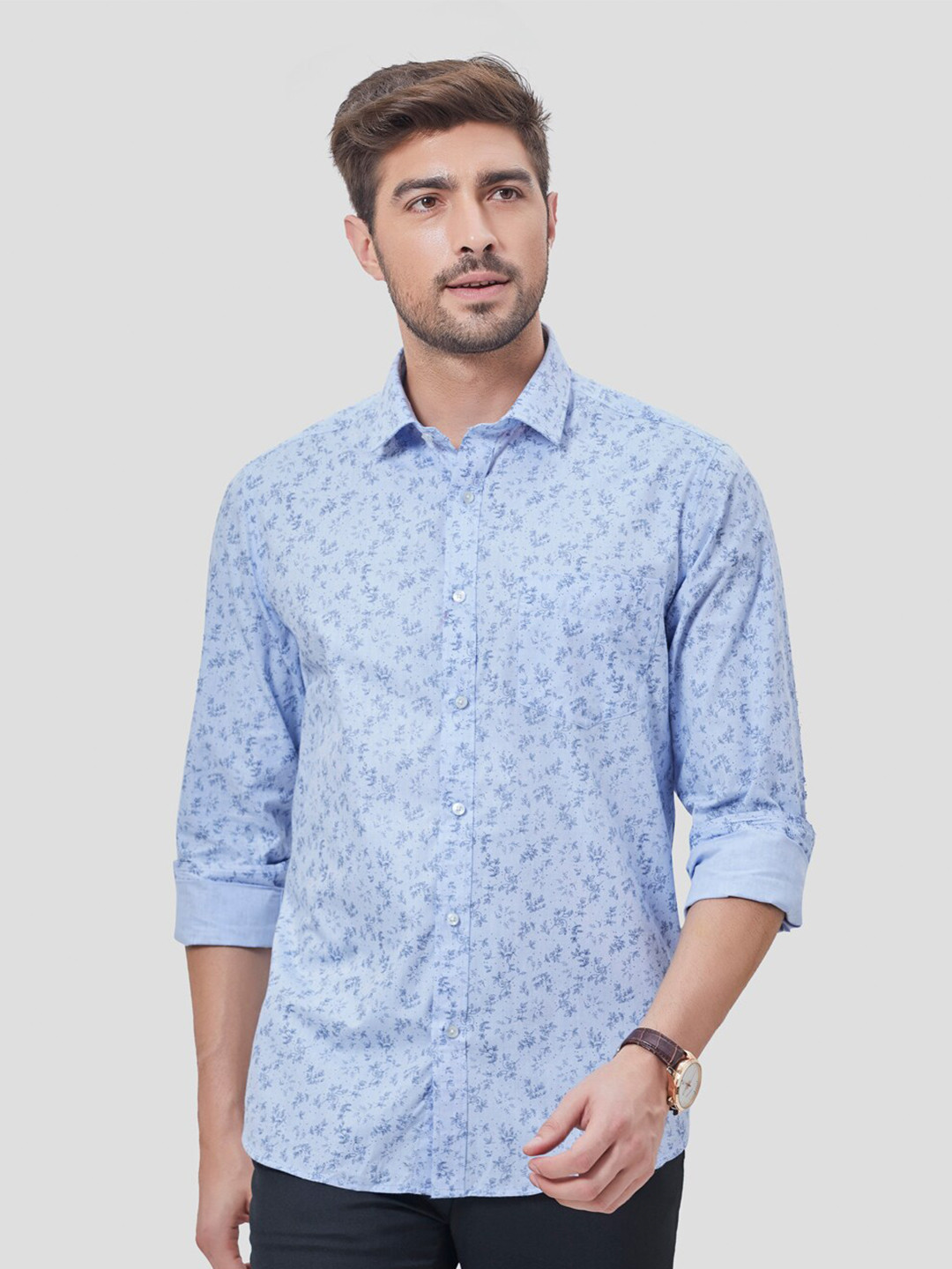 

INSPIRO Floral Printed Classic Slim Fit Casual Shirt, Blue